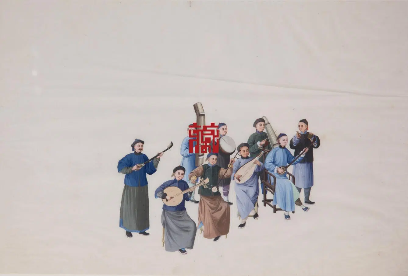 近现代【佚名】《十八世纪晚期中国乐器外销水彩画》