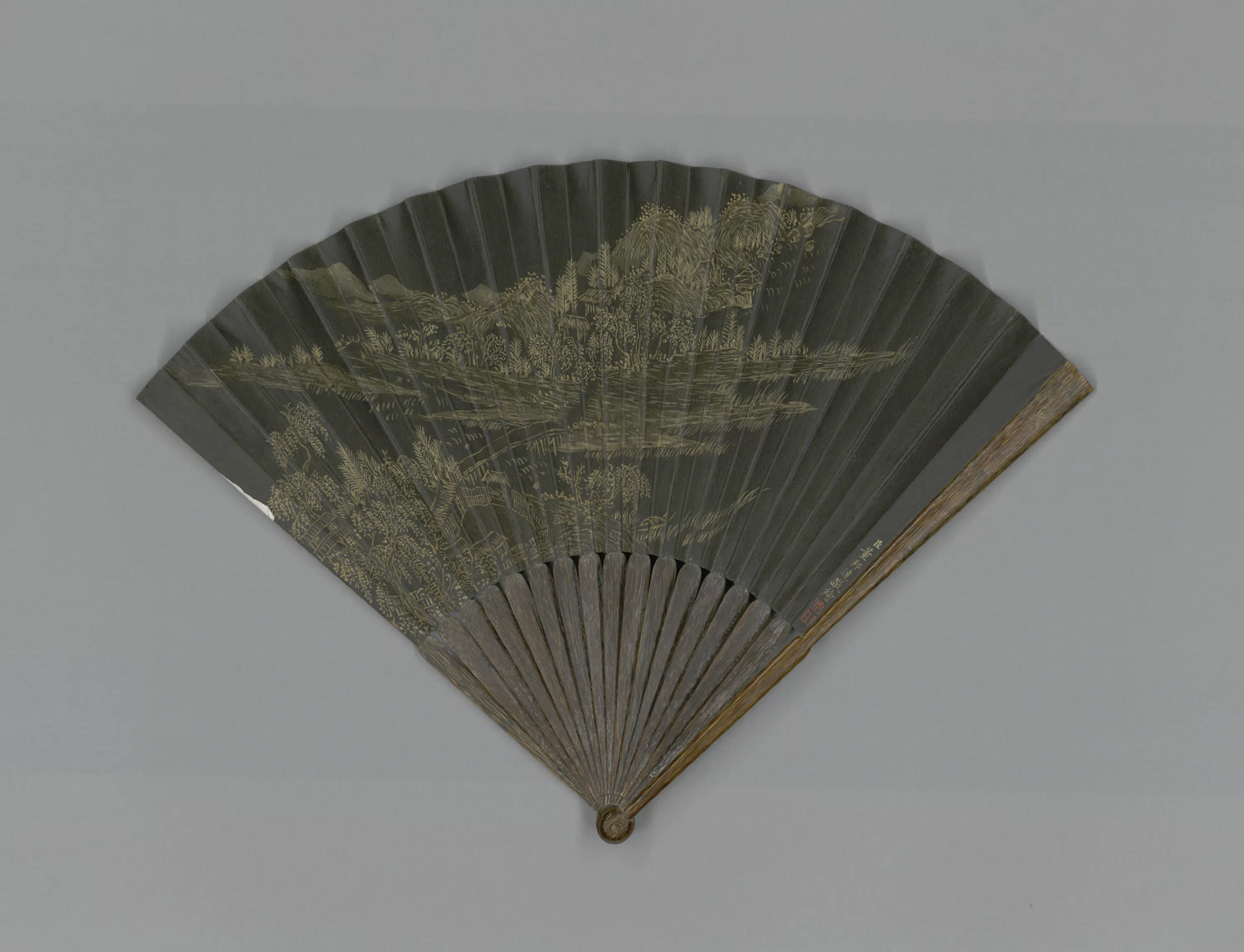 清代【董邦达】《画山水钱陈群书和落霍澌行成扇》