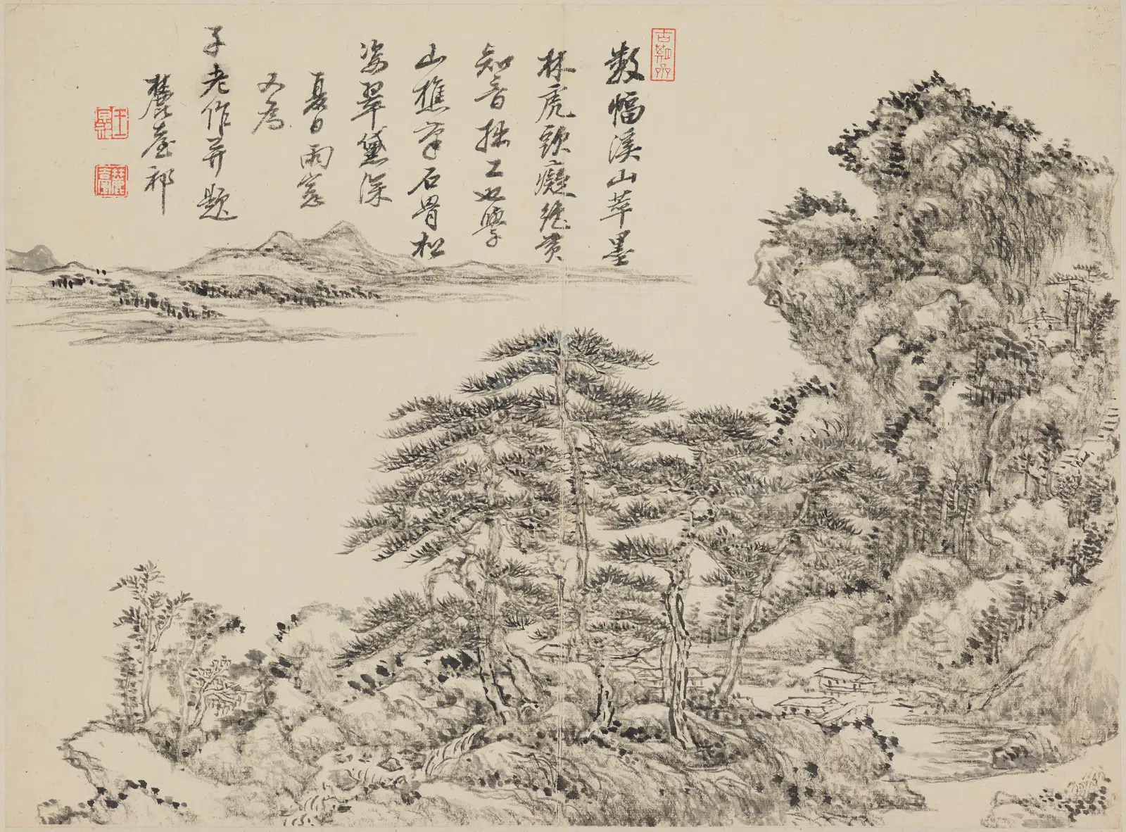 清代【王翚】《恽寿平王原祁山水合册》