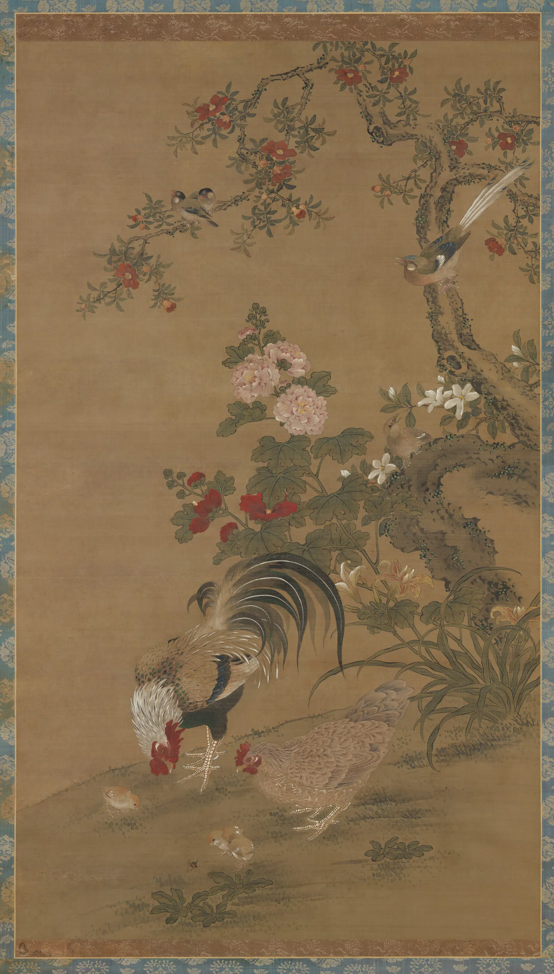 明朝《明无款花鸟图轴》
