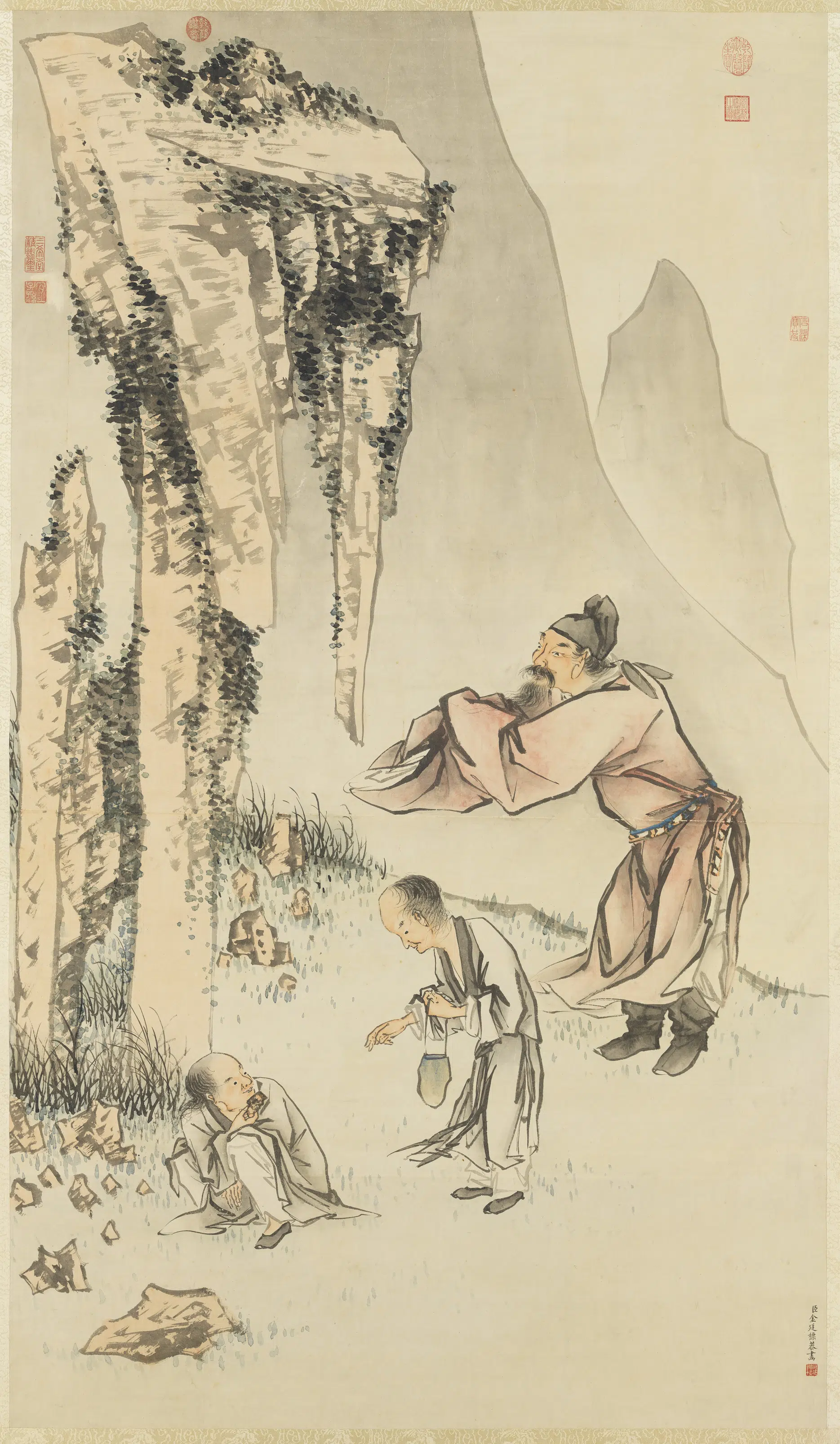 清代【金廷标】《拜石图轴》