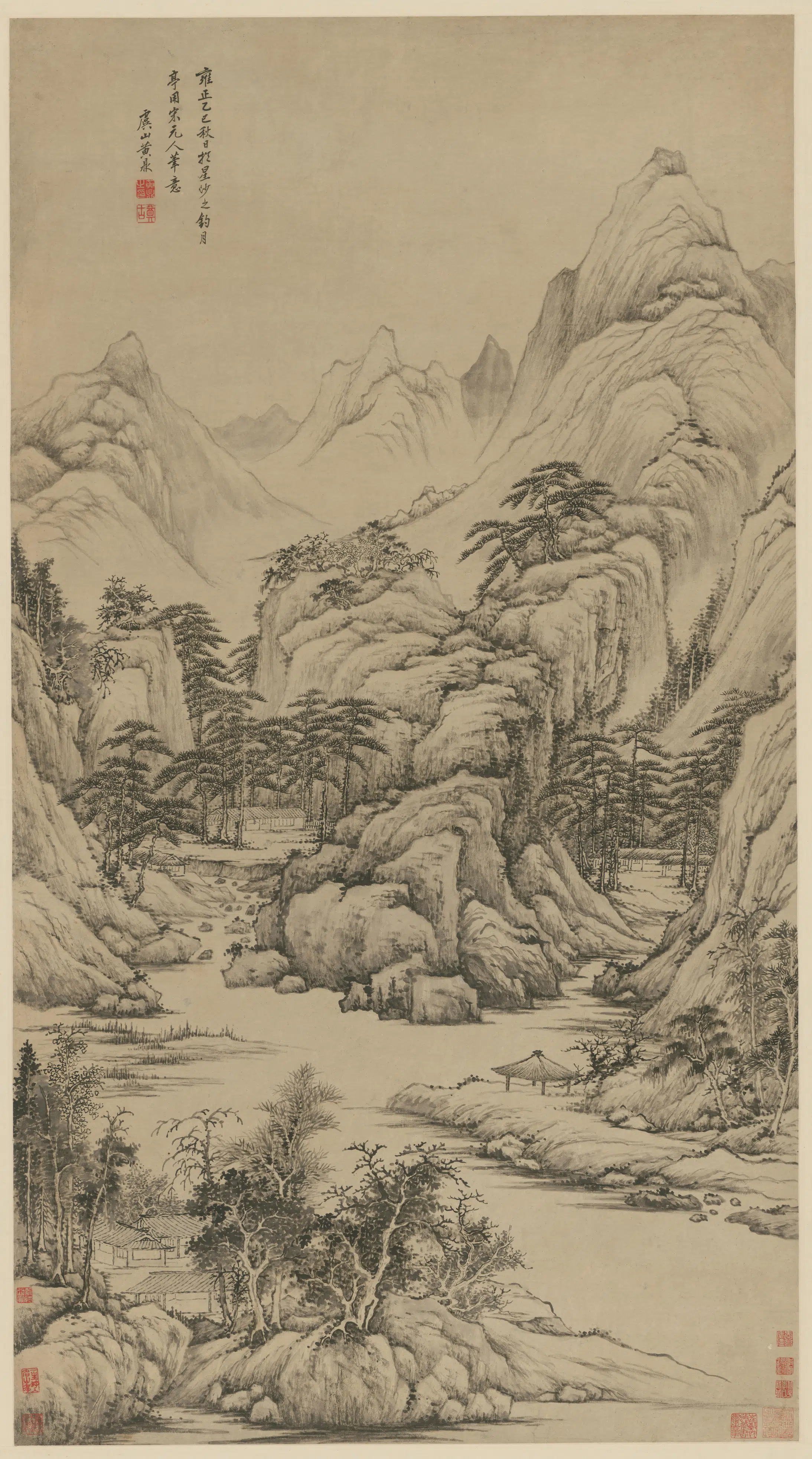 清代【黄鼎】《山水图轴》