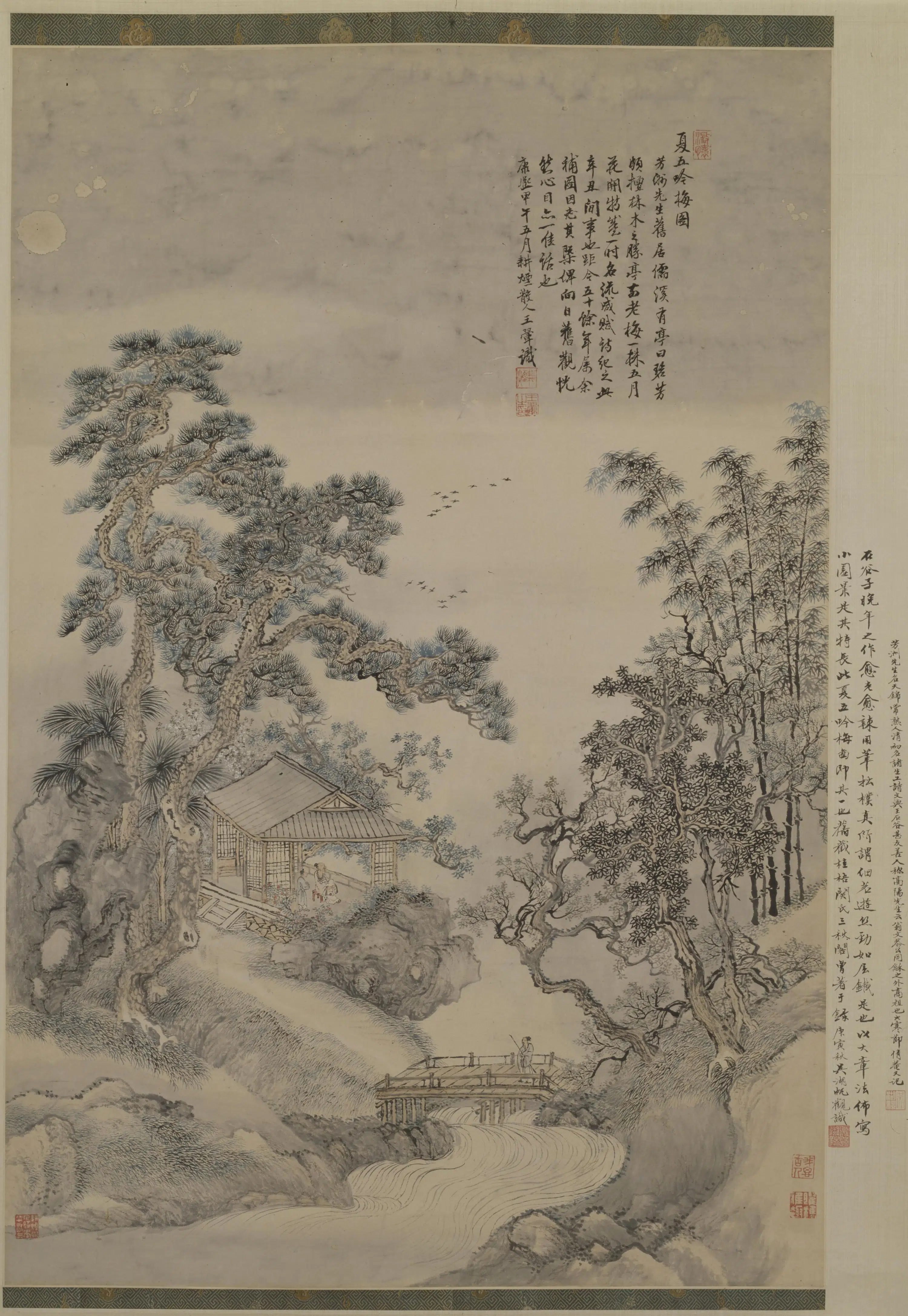 清代【王翚】《夏五吟梅图轴》