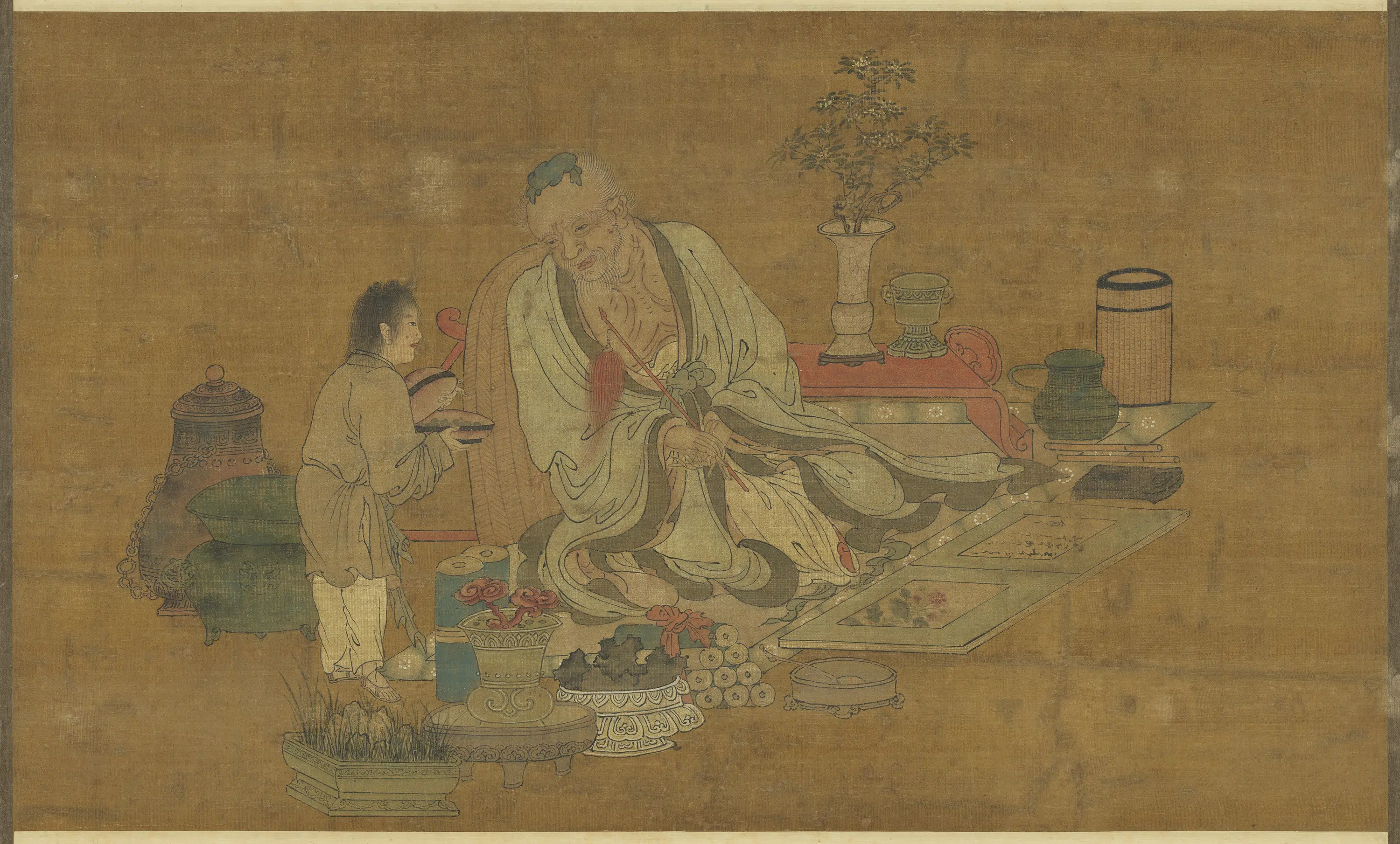 明朝【郑重】《长生仙桂图轴》