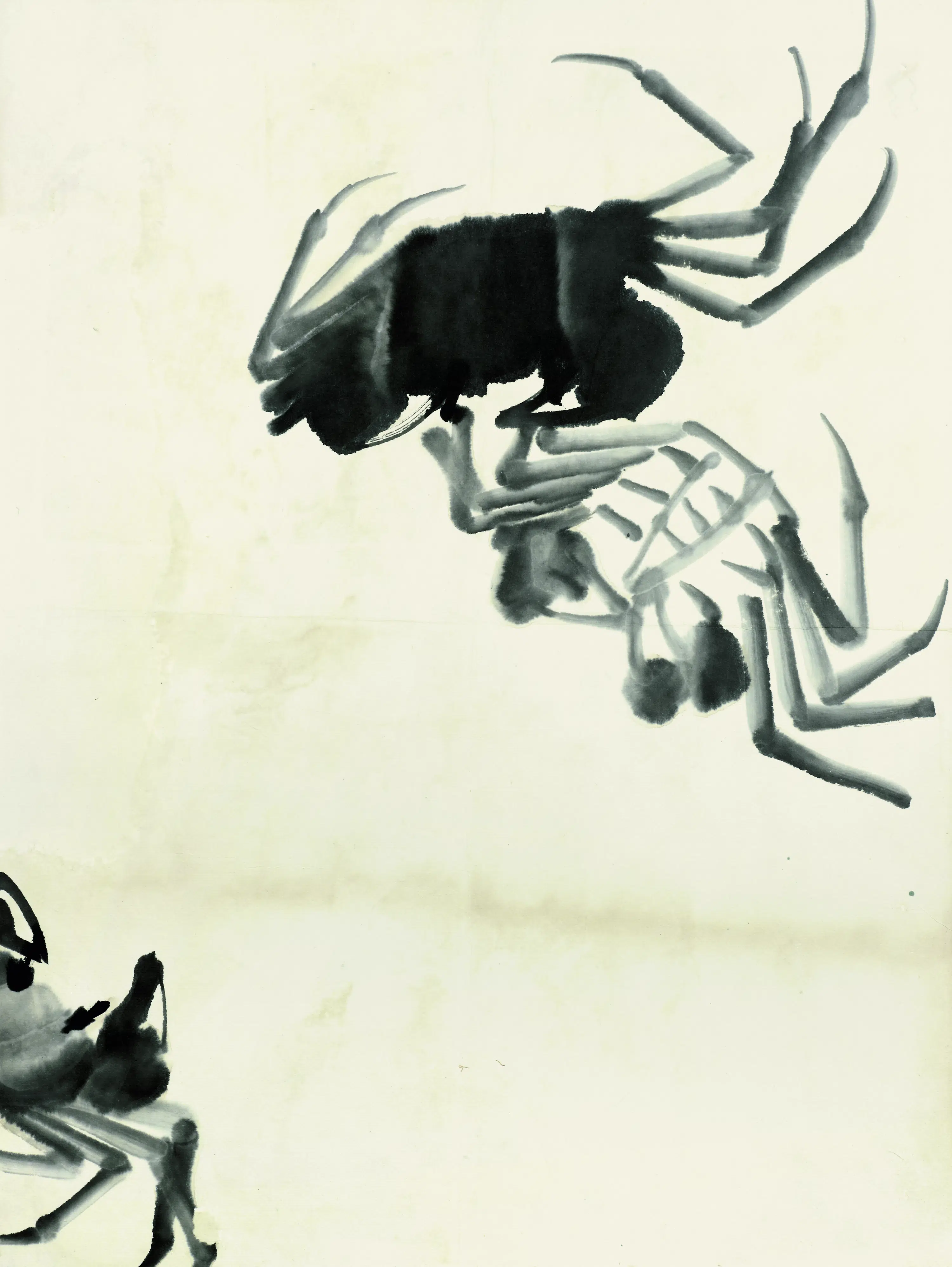 近现代【齐白石】《鱼虾册页三只墨蟹-2》