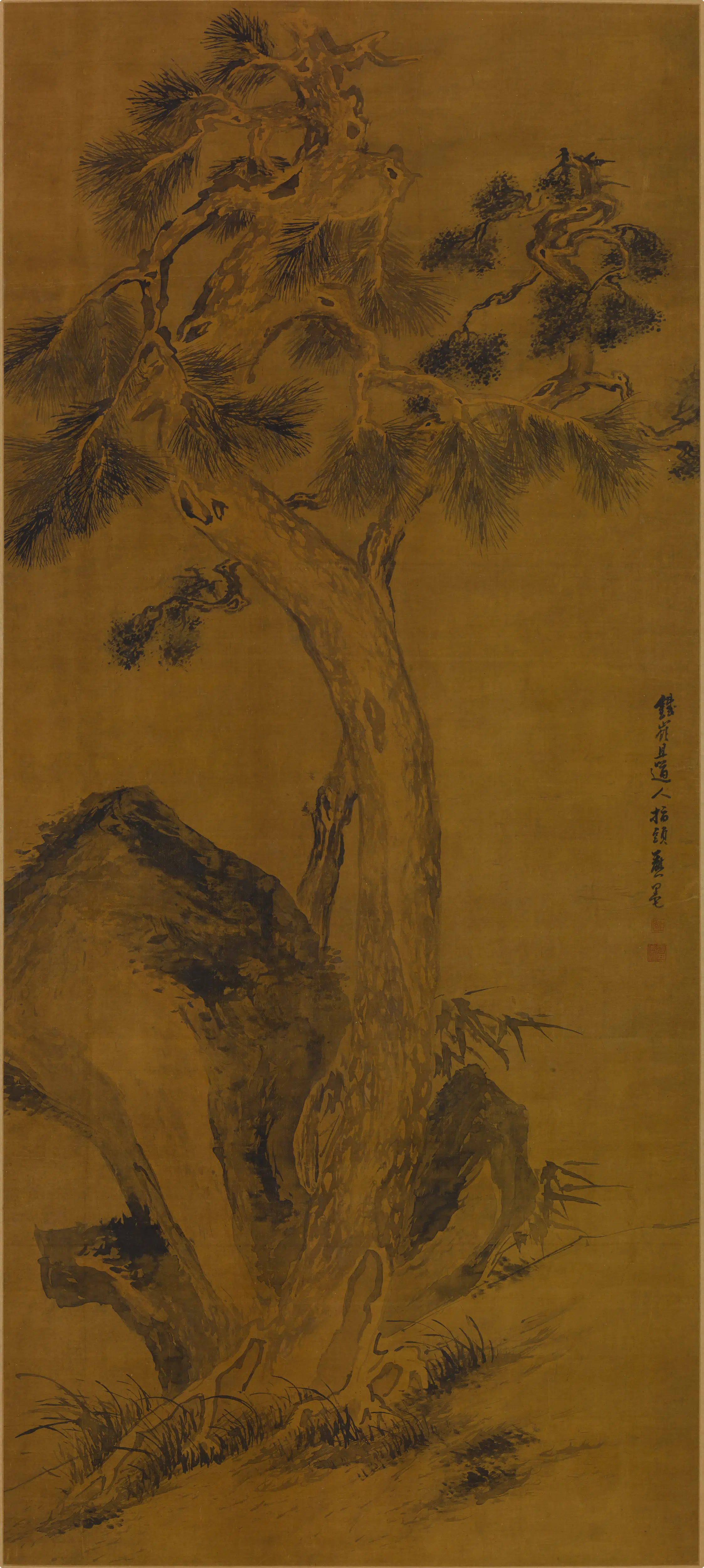 清代【高其佩】《松柏长春图轴》