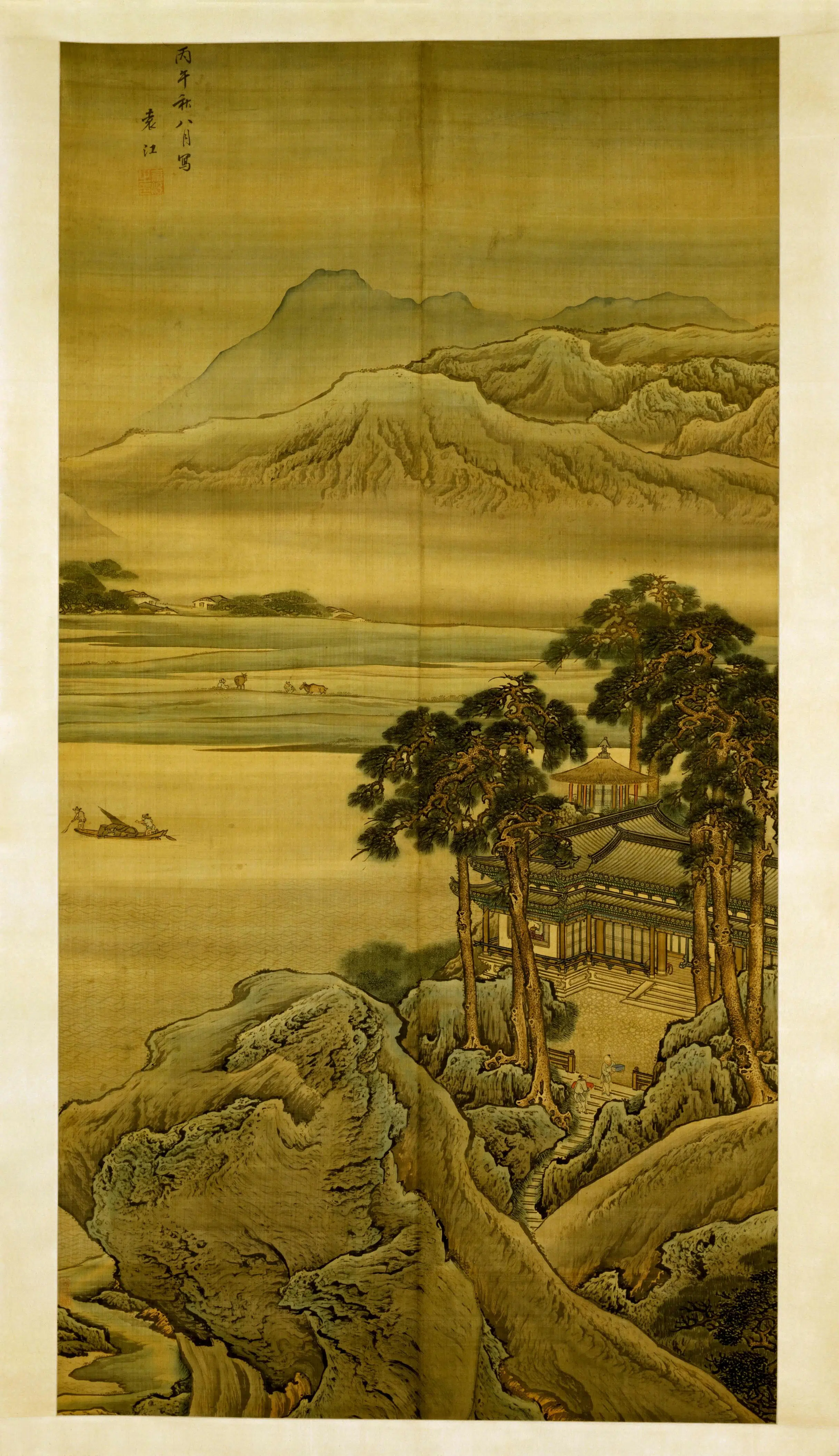 清代【袁江】《山水楼阁图轴》