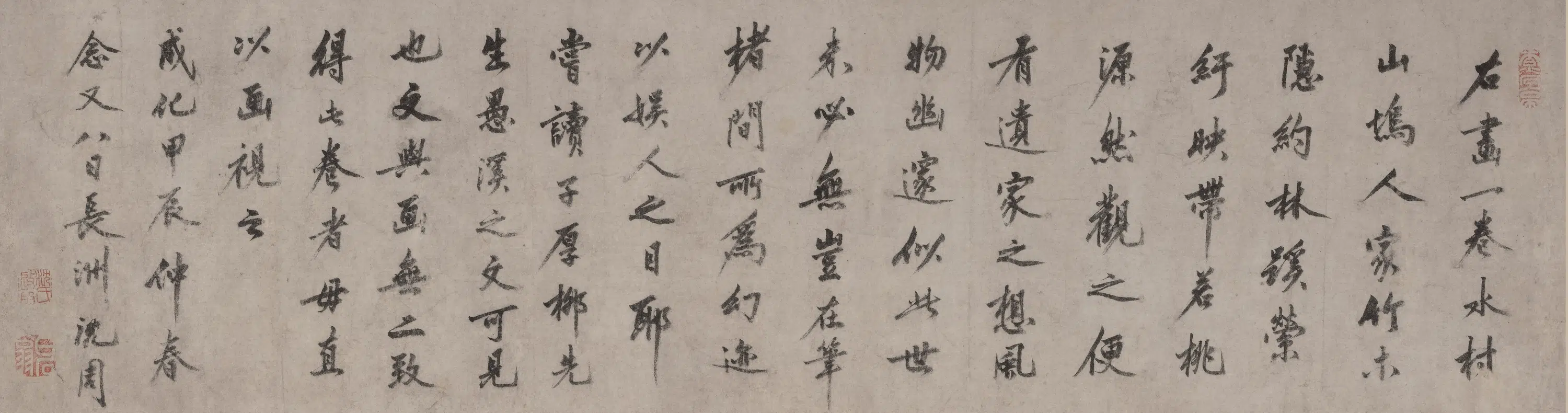 明朝【沈周】《行书题画跋卷》