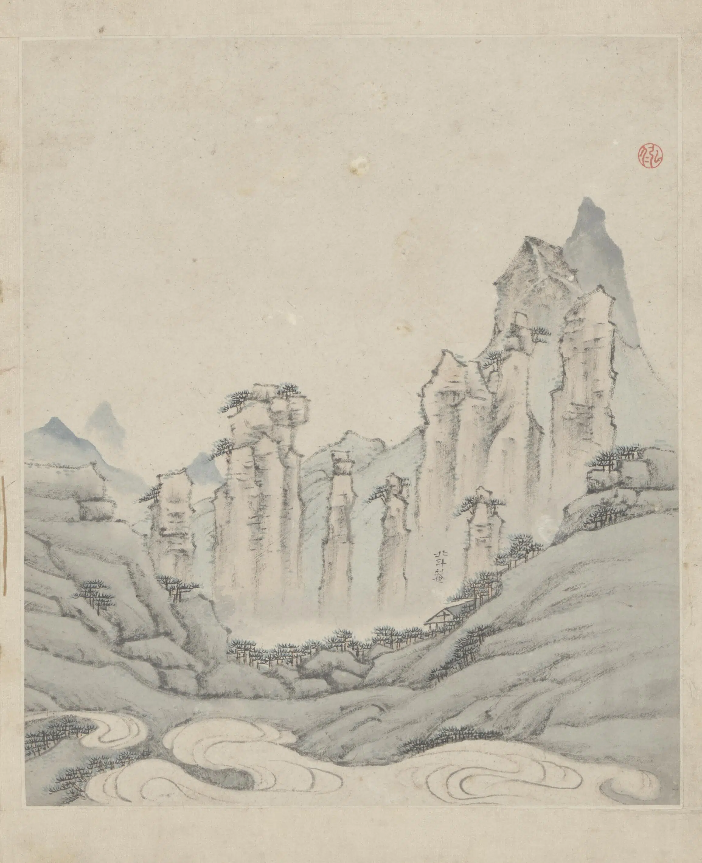 清代【弘仁】《黄山图册-60开》 第14张 清代【弘仁】《黄山图册-60开》 第14张