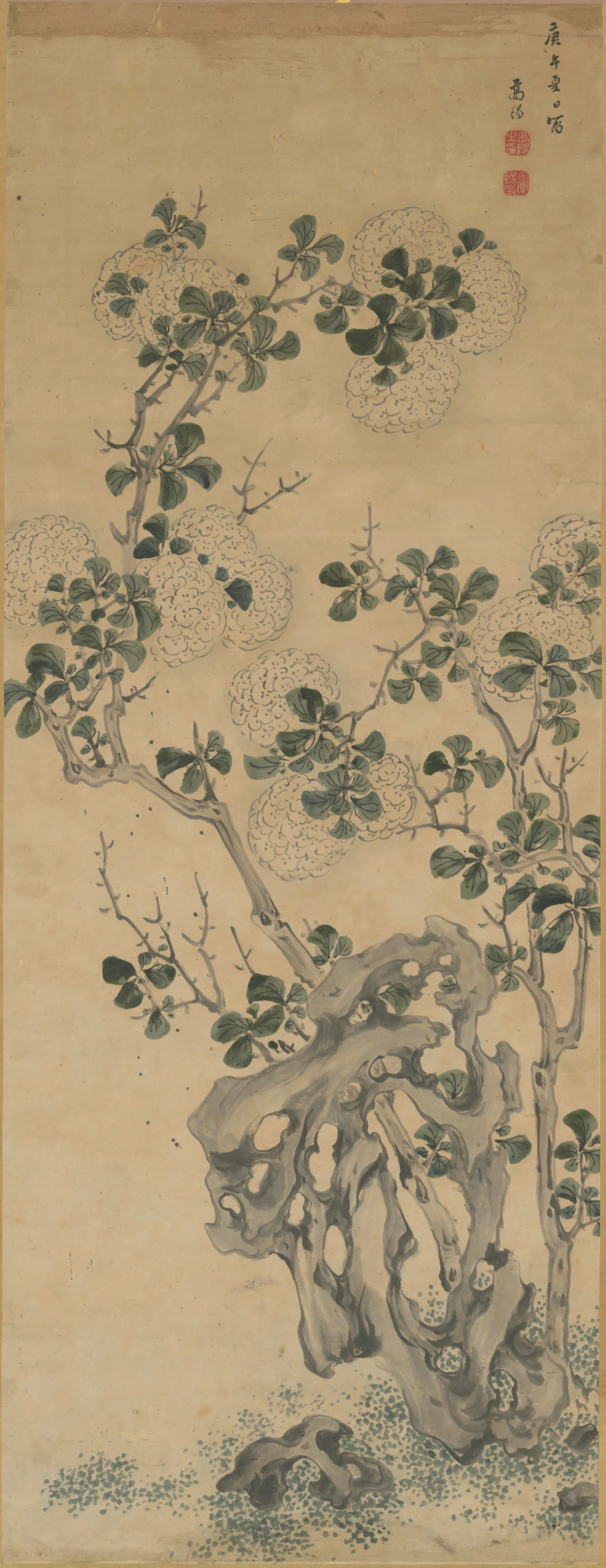 明朝【高阳】《花石图轴》
