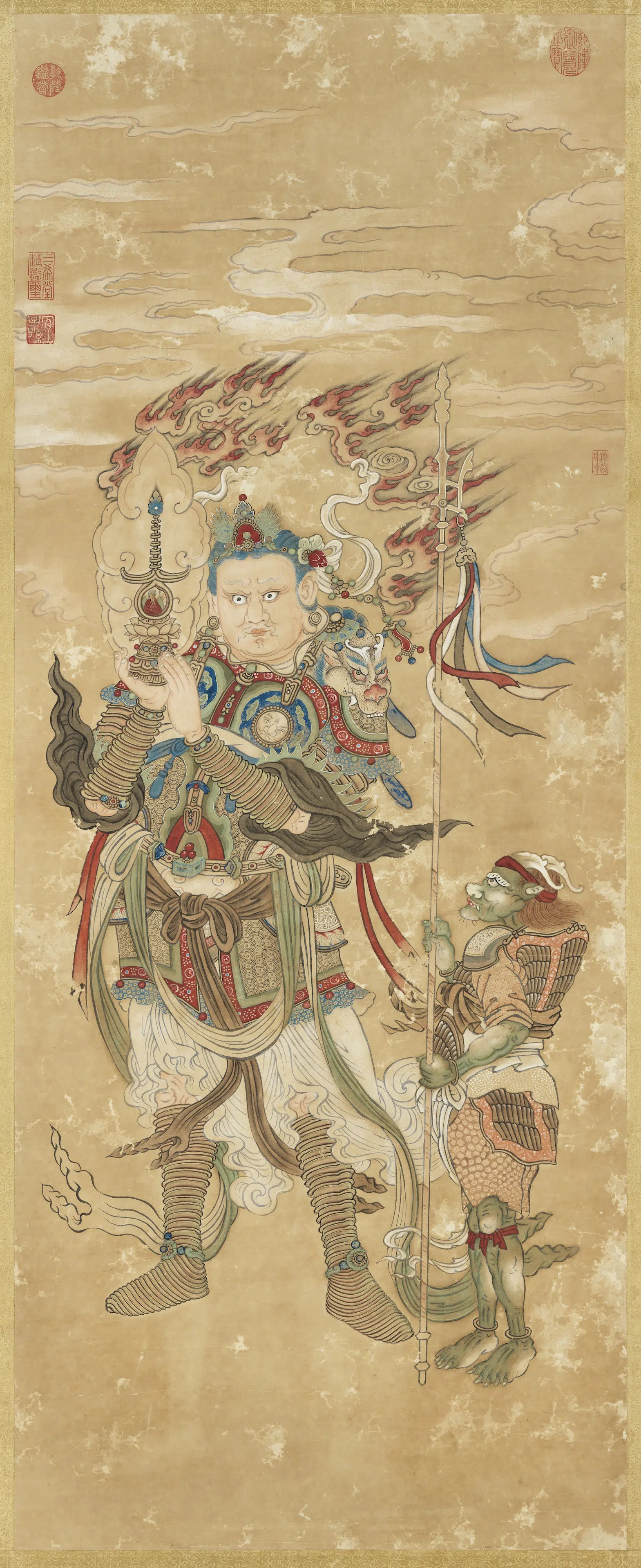 清代【徐扬】《仿宋人画天王像（二）图轴》