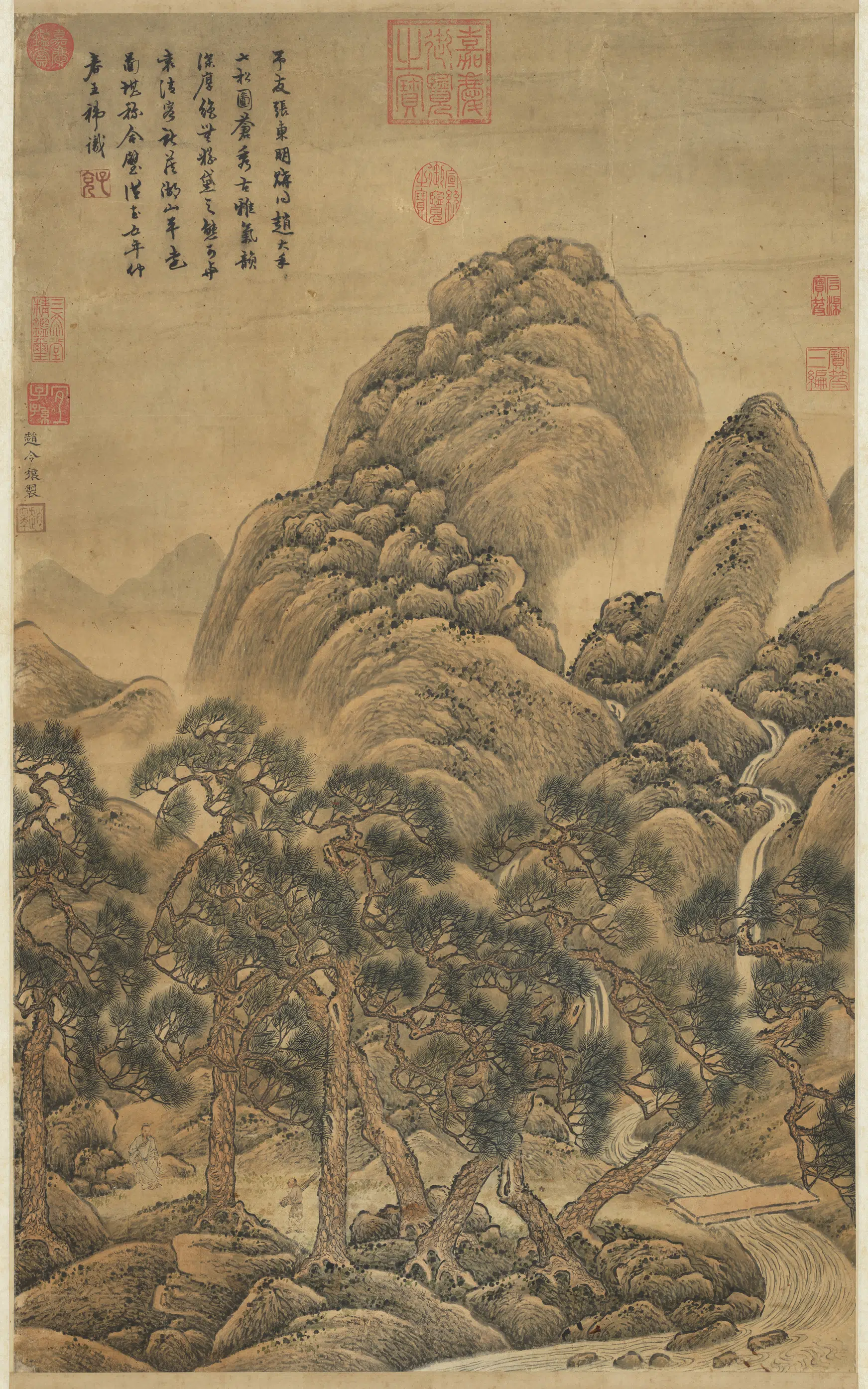 北宋【赵令穰】《七松图轴》