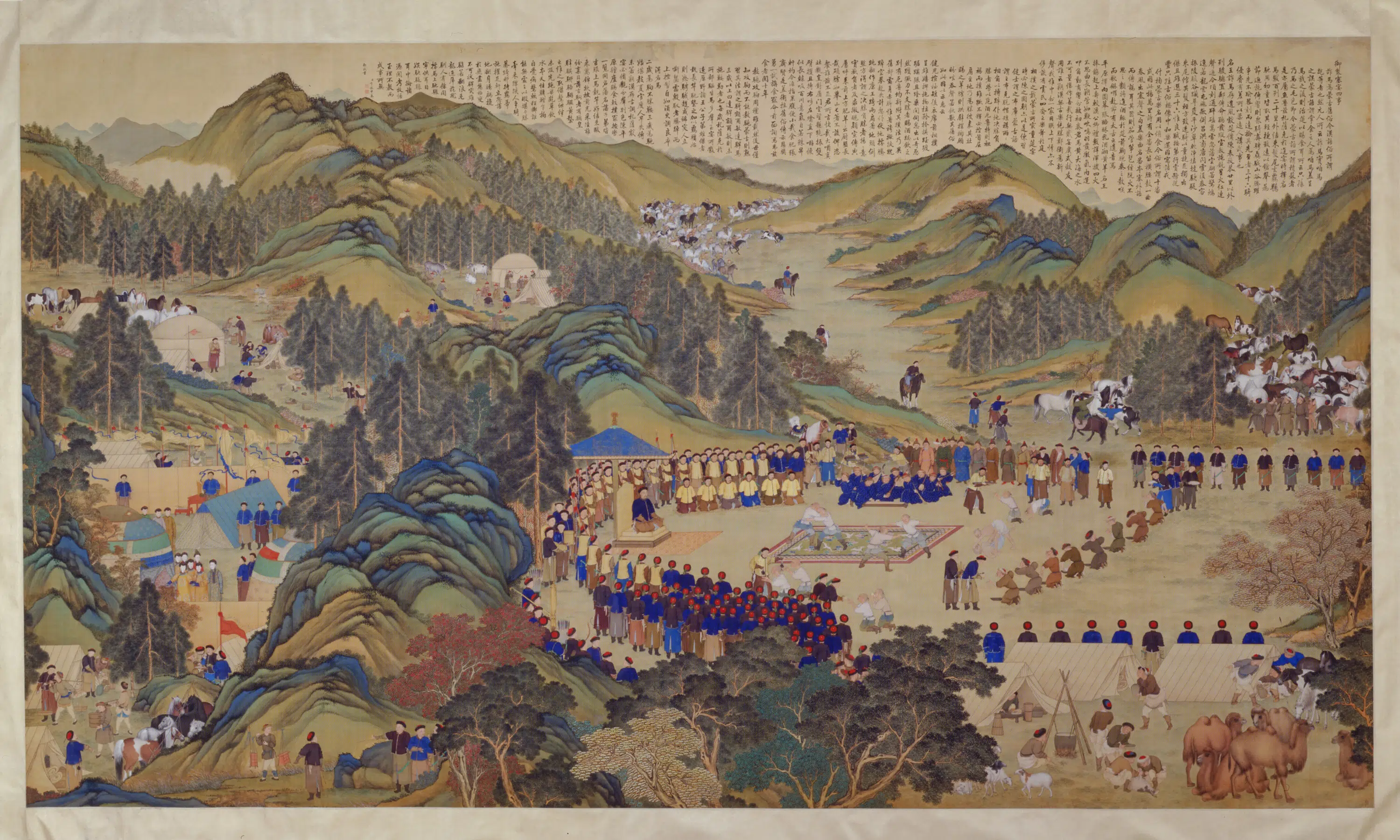 清代【清人】《画弘历塞宴四事横轴(贯跤)》 第1张