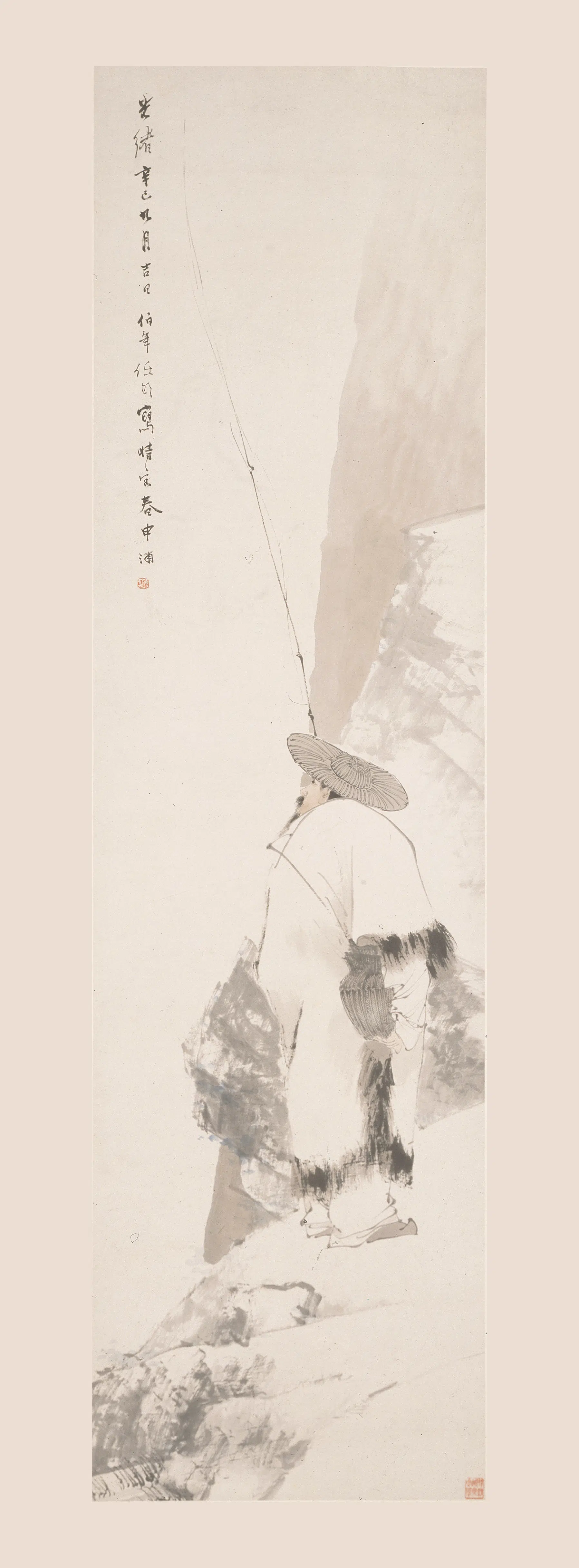 清代【任伯年（任颐）】《渔夫图轴》