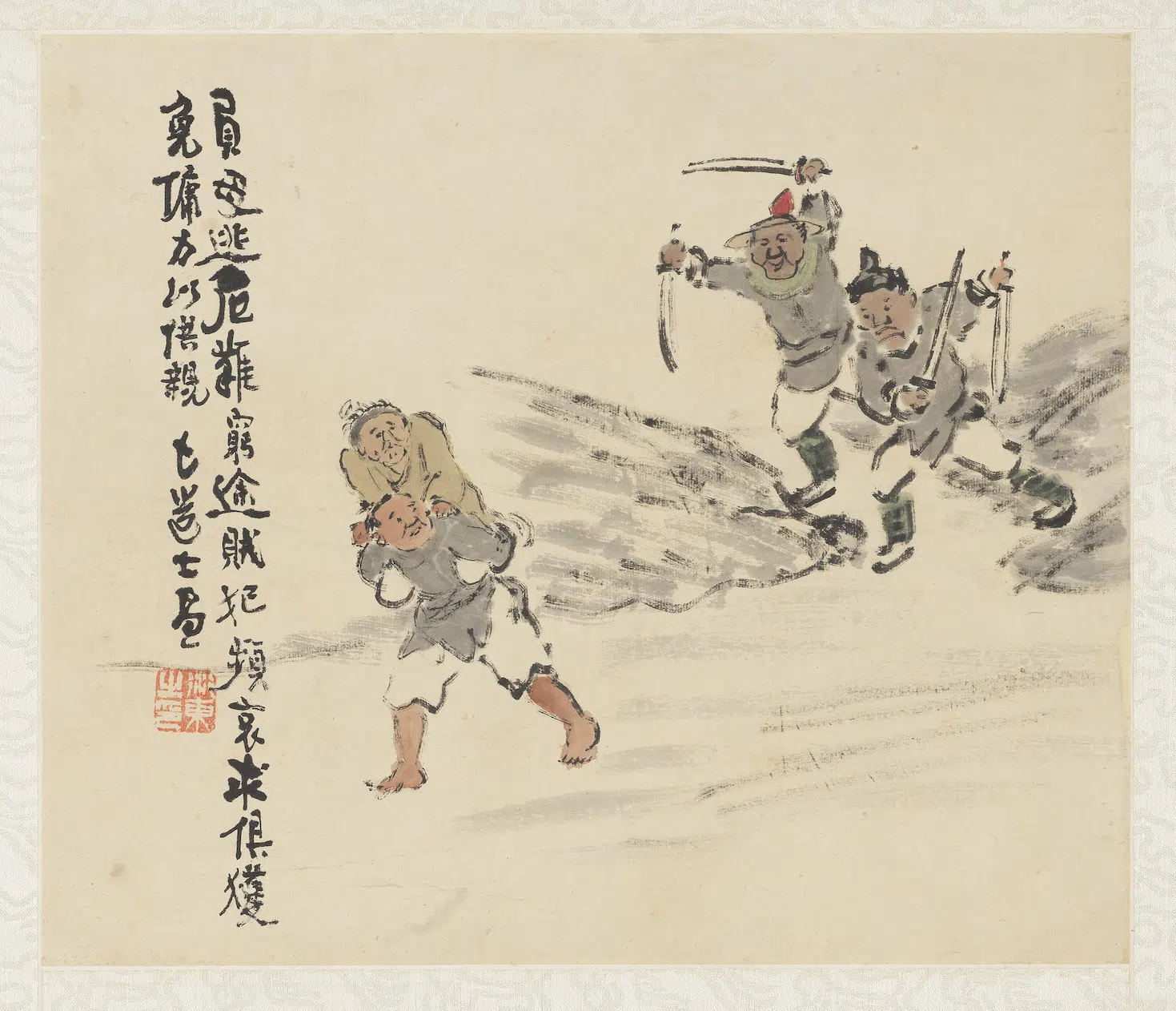 清代【曾衍东】《二十四孝八屏图轴-行佣供母》