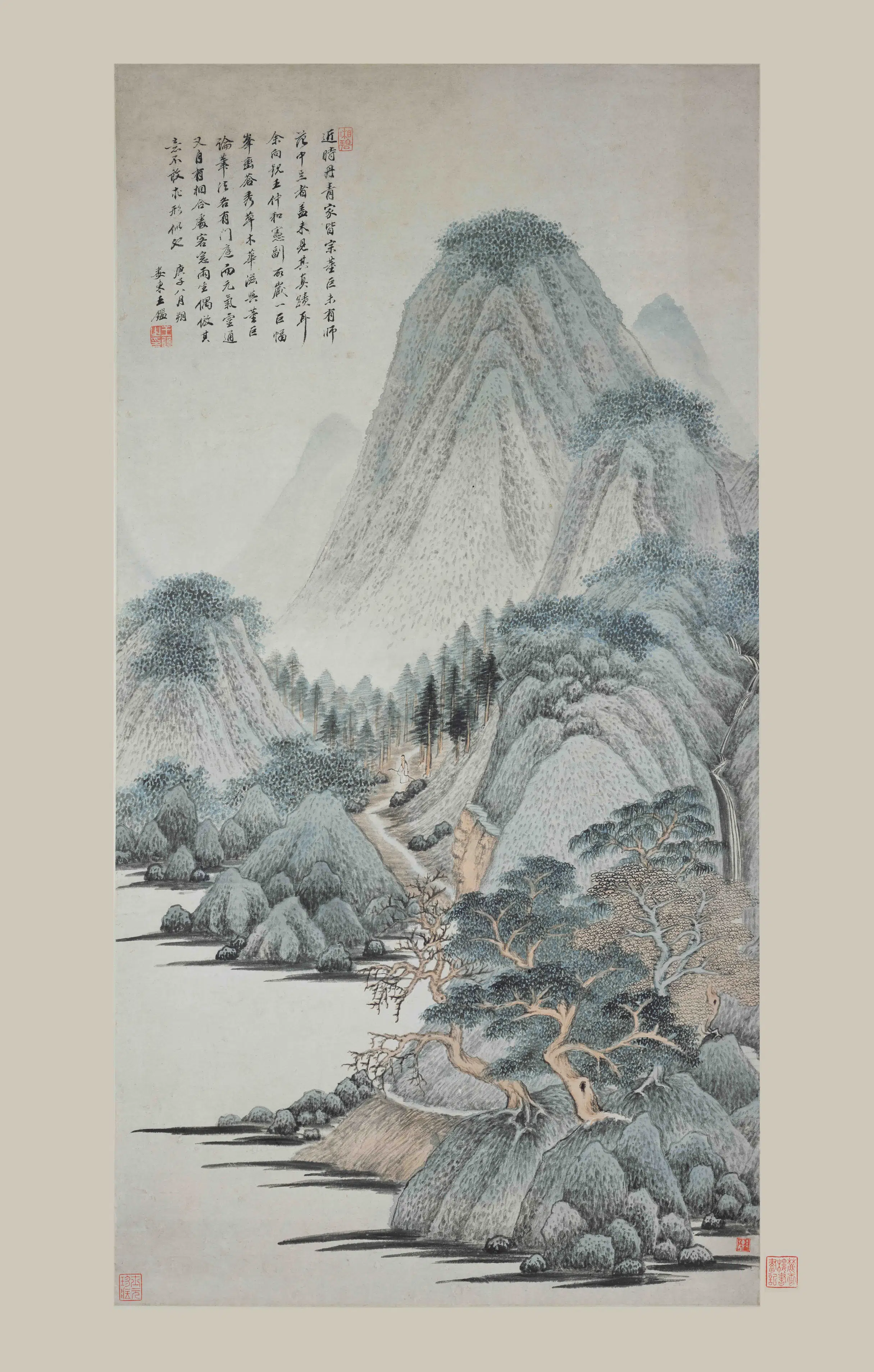 清代【王鉴】《仿范宽山水轴》