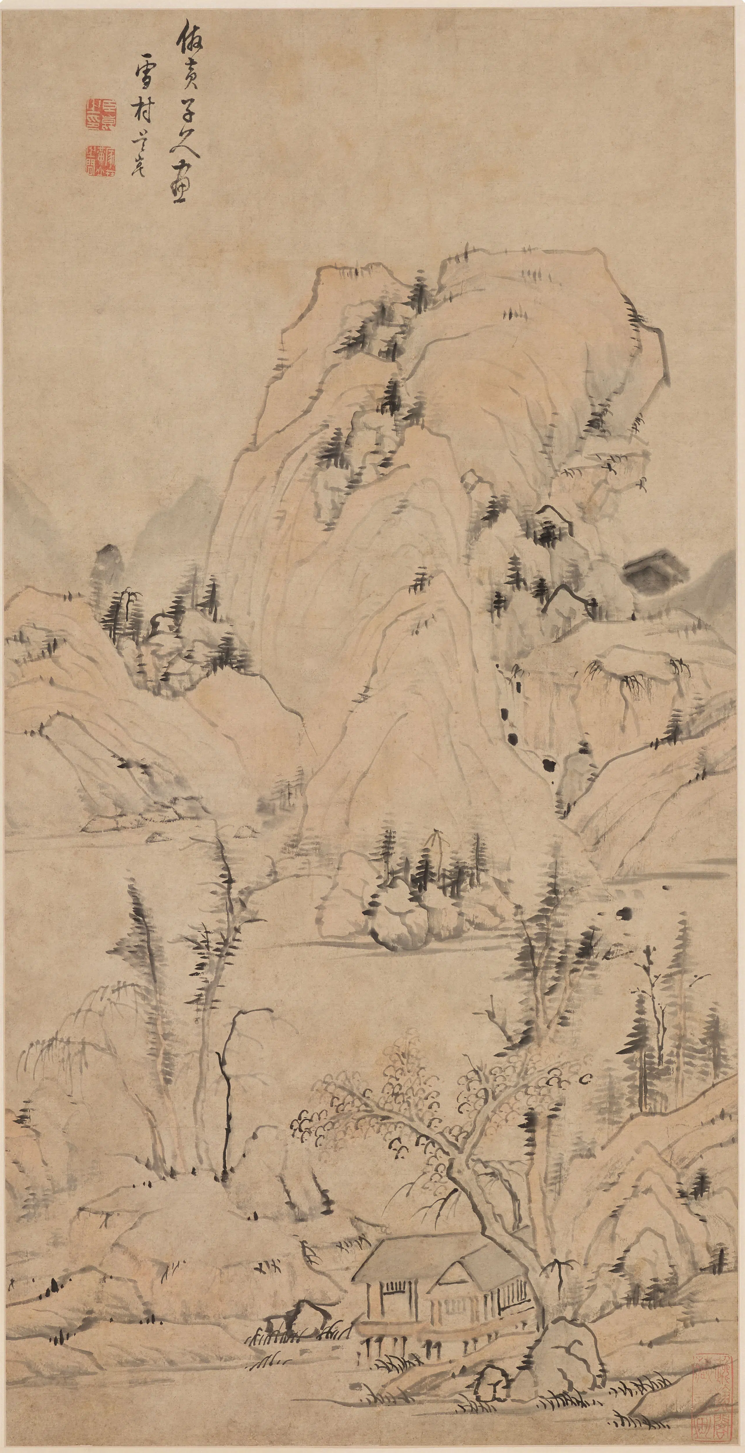 清代【吴崑】《仿子久山水图轴》 第1张
