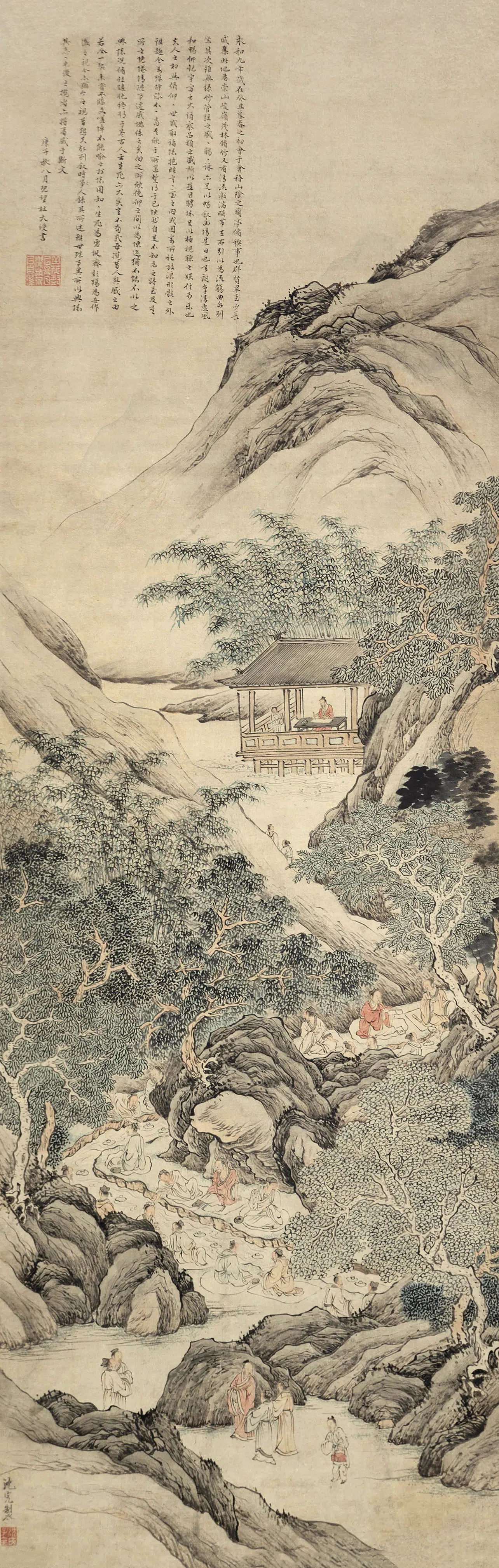 明朝【沈完】《兰亭修禊图轴》