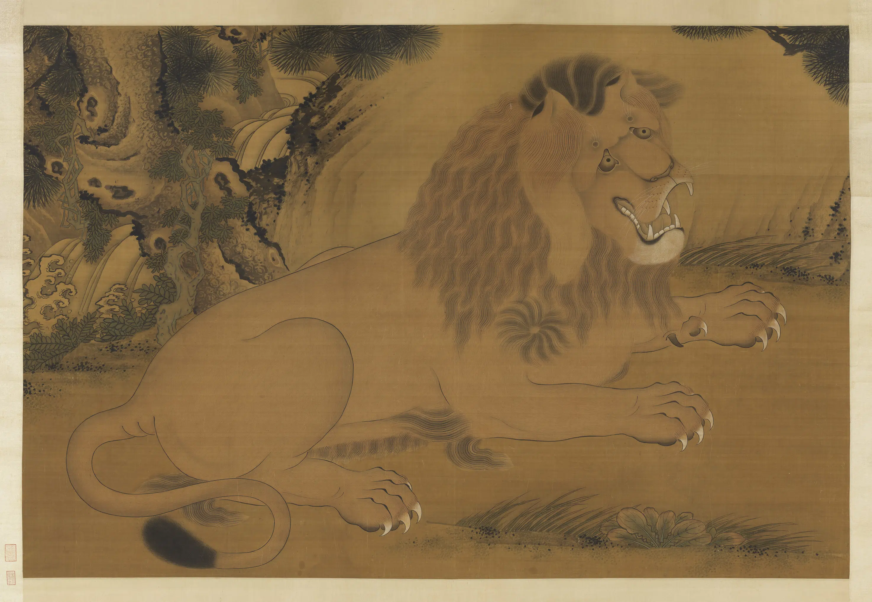 清代《清人狻猊图轴-1》