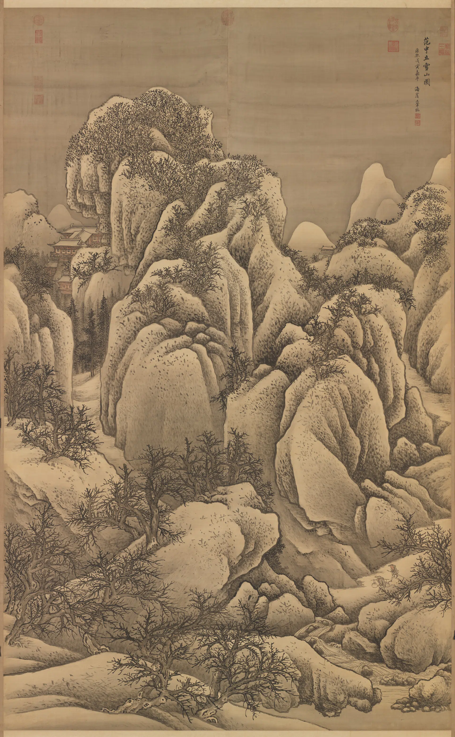 清代【王翚】《临范宽雪山图轴》