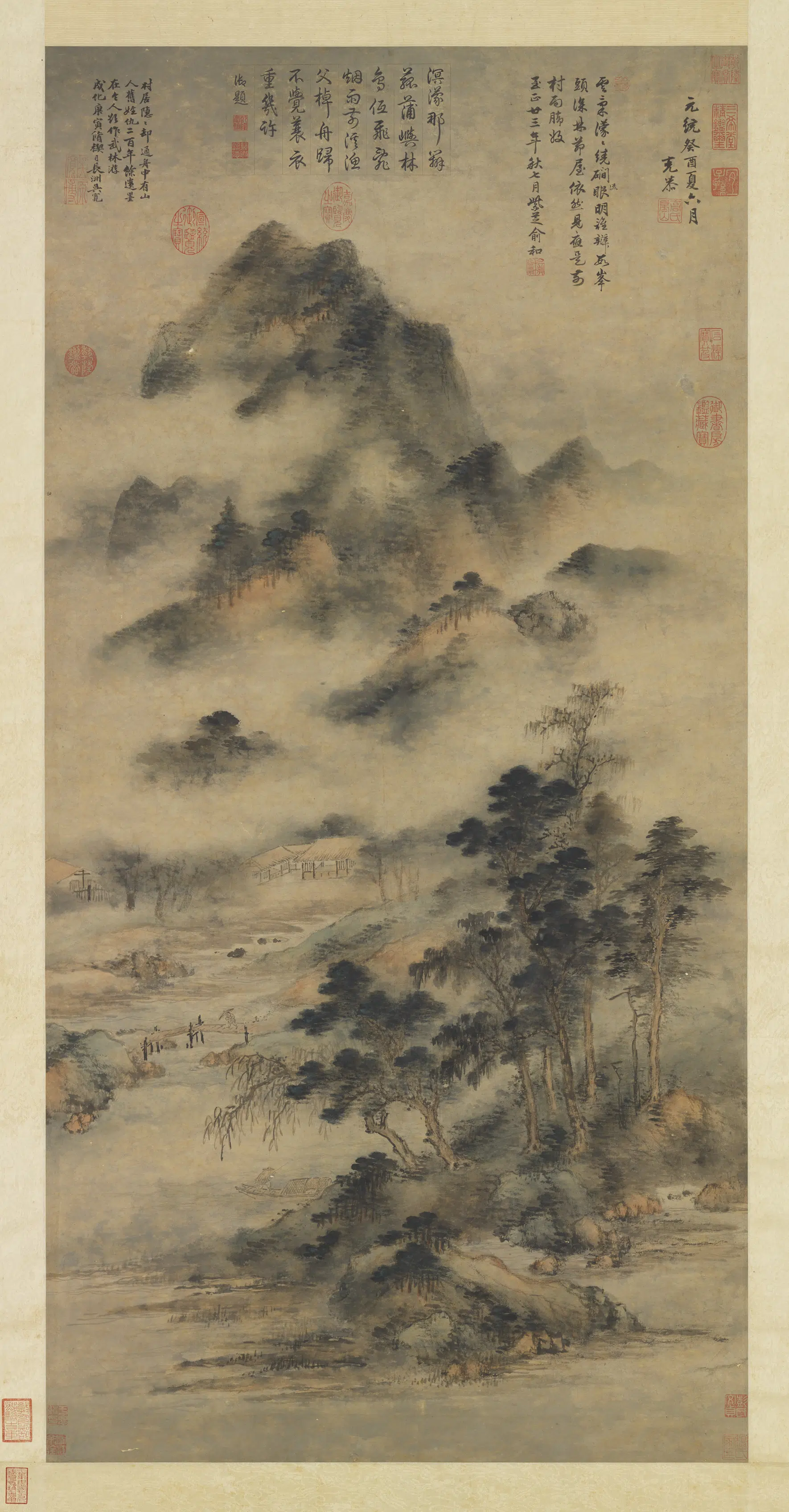 元代【高克恭】《林峦烟雨图轴》