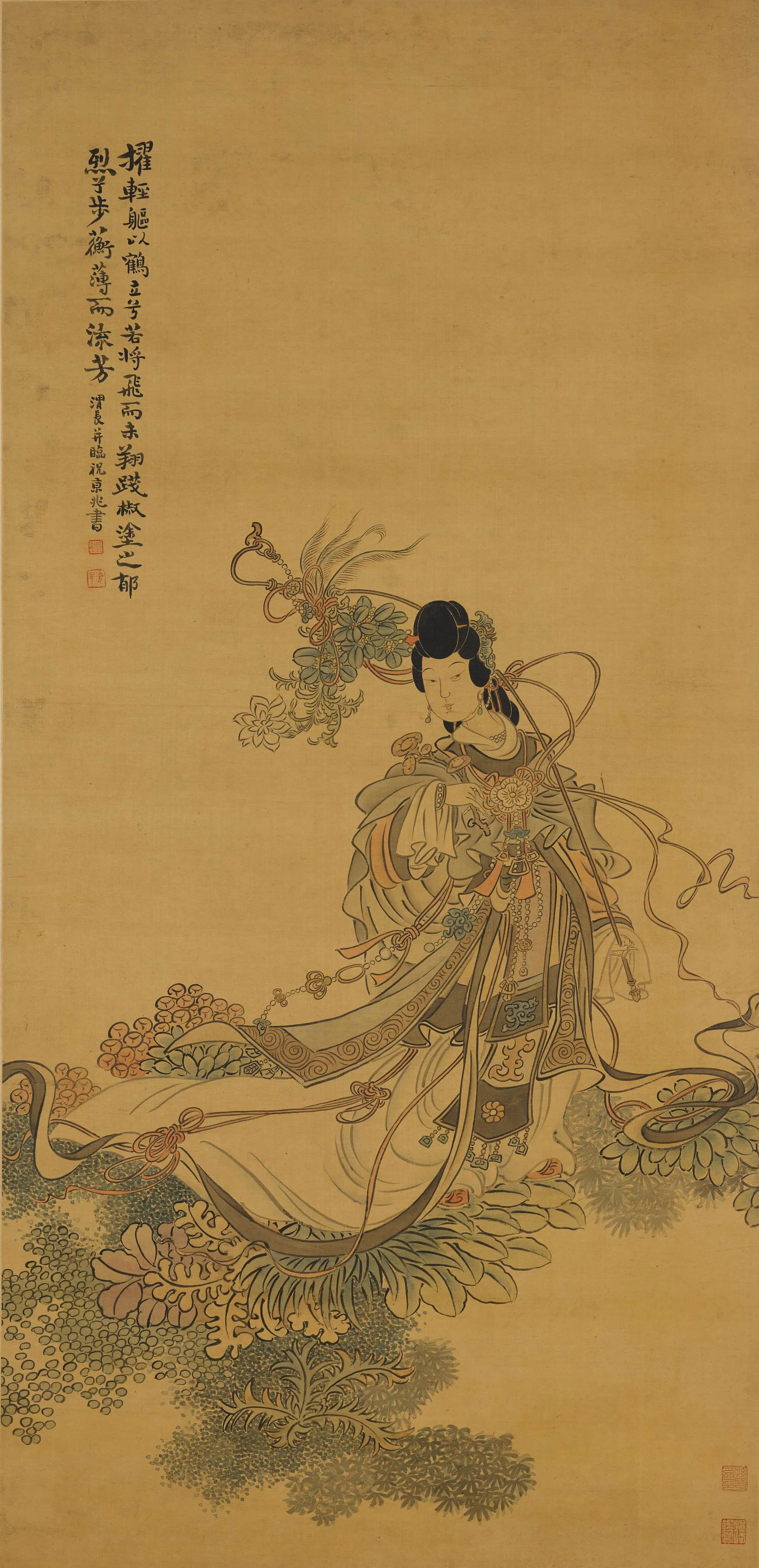 清代【任熊】《洛神图轴》