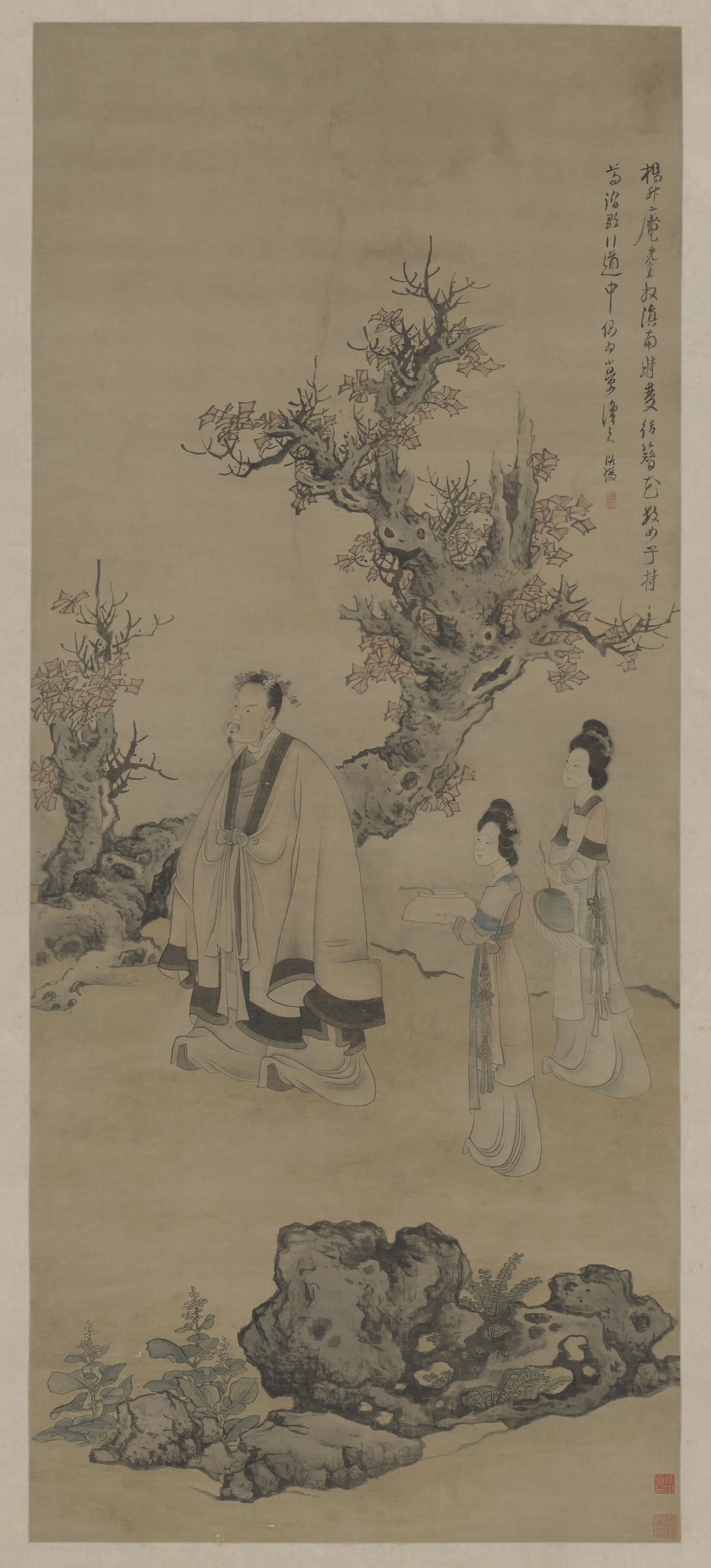 明代【陈洪绶】《升庵簪花图轴》