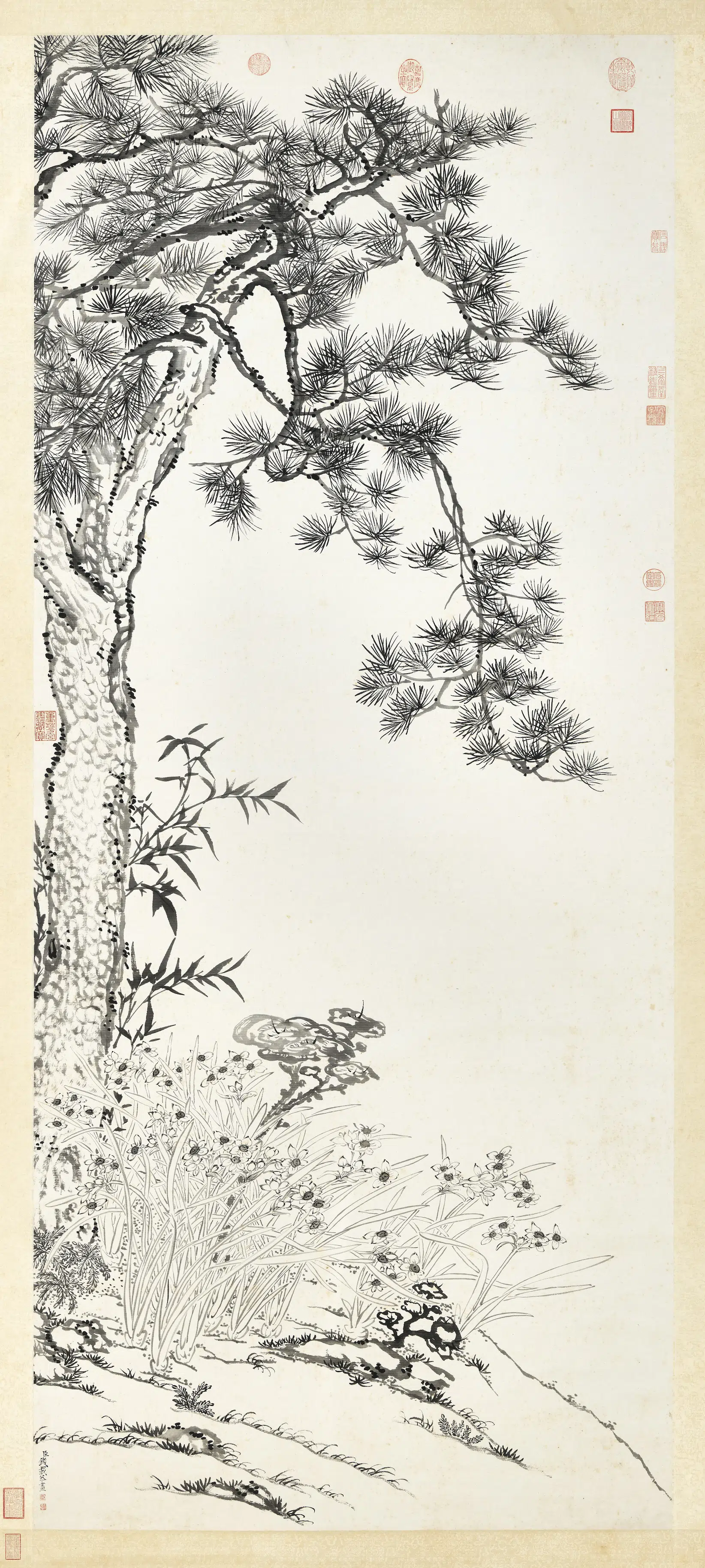 清代【钱载】《灵仙祝寿图轴》