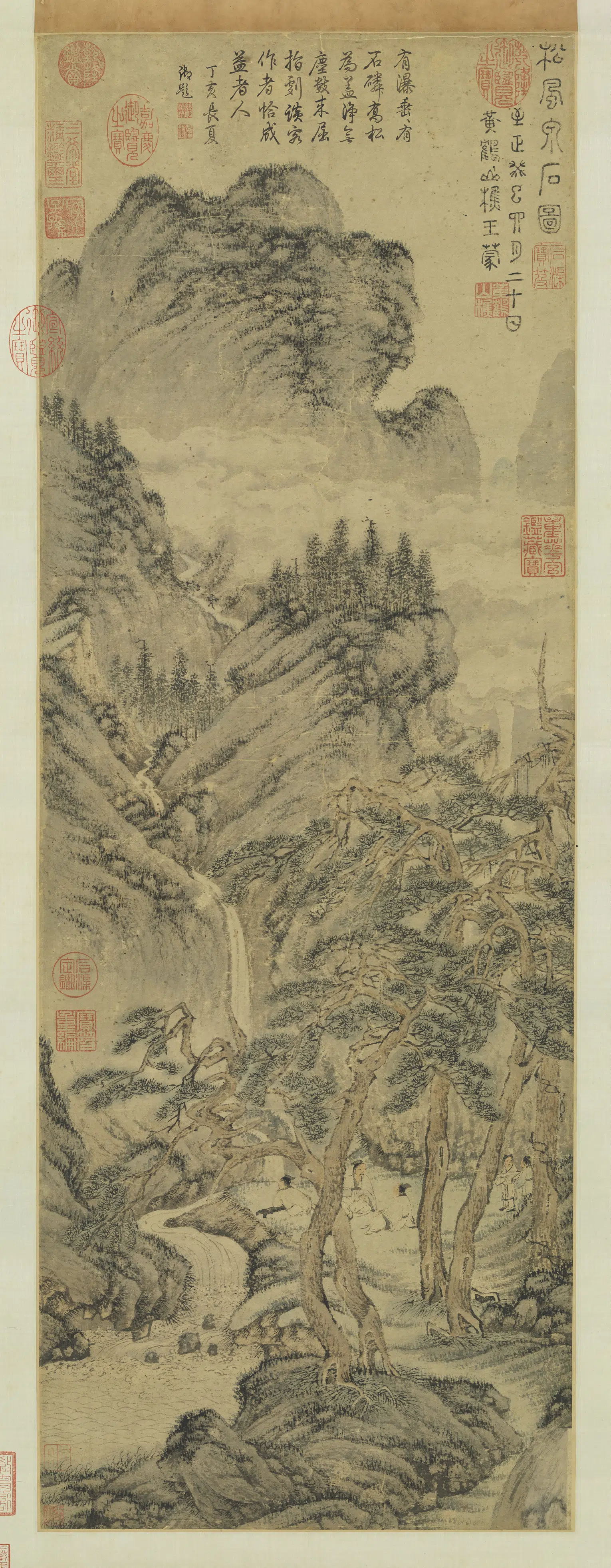 元朝【王蒙】《松风泉石图轴》