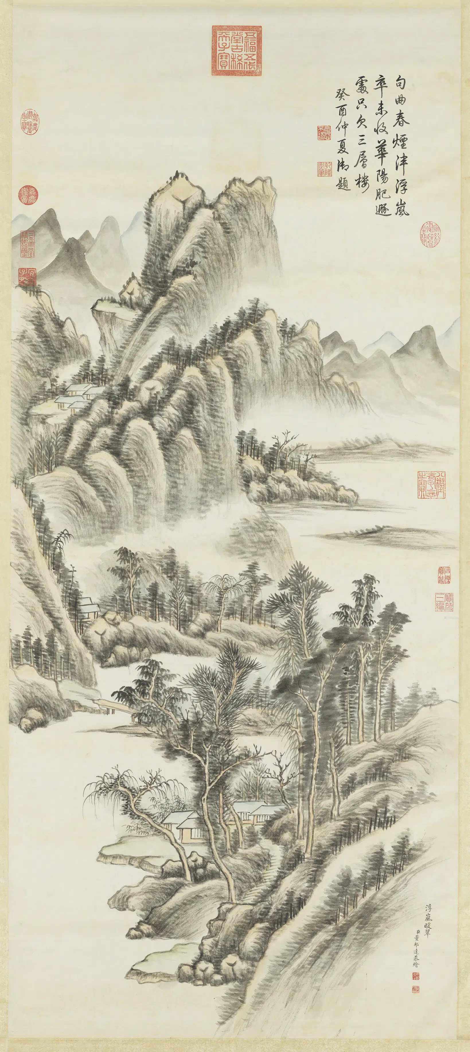 清代【董邦达】《浮岚暖翠图轴》