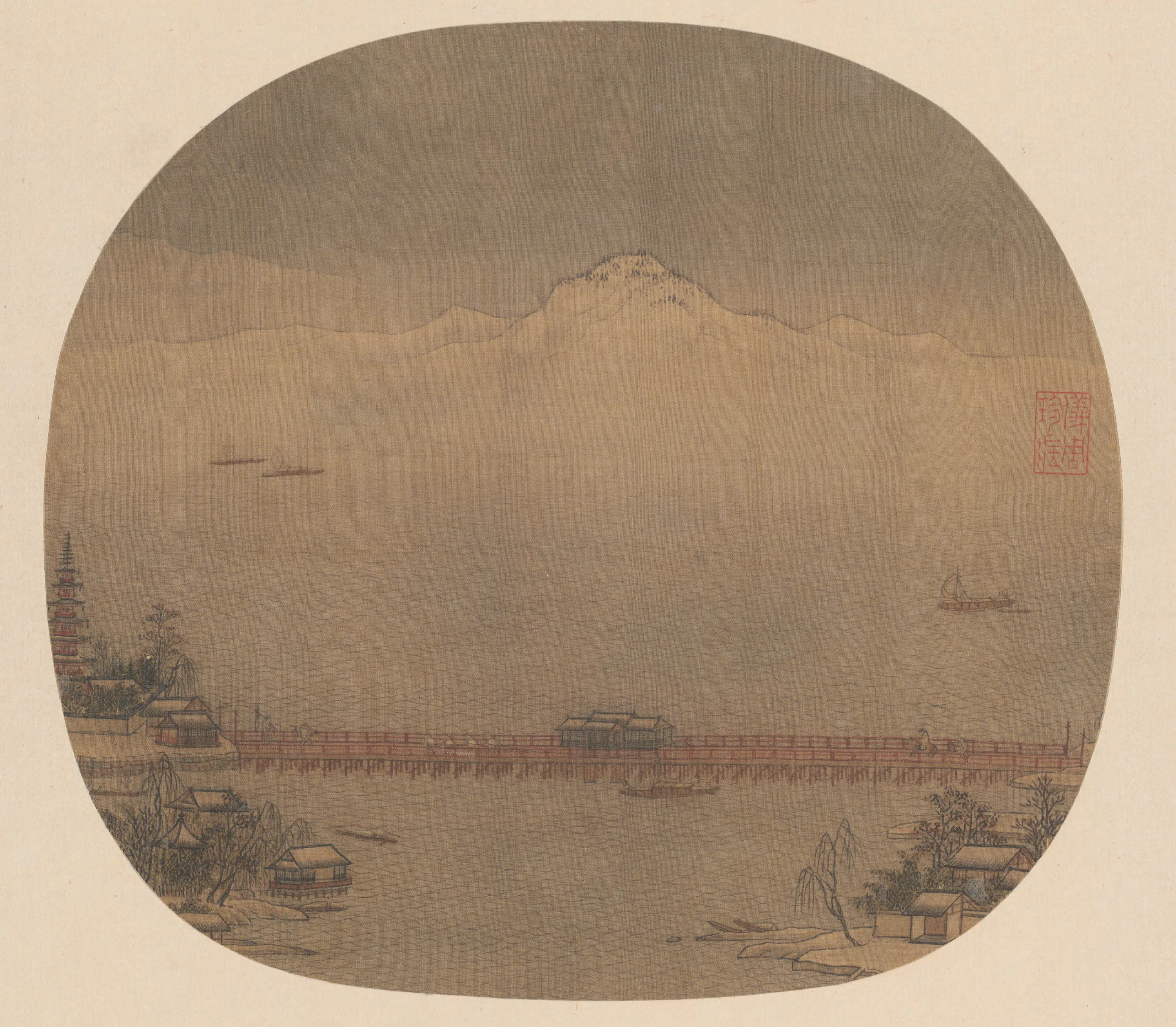 宋代《纨扇画册-宋人长桥卧波图页》 第1张 宋代《纨扇画册-宋人长桥卧波图页》 第1张