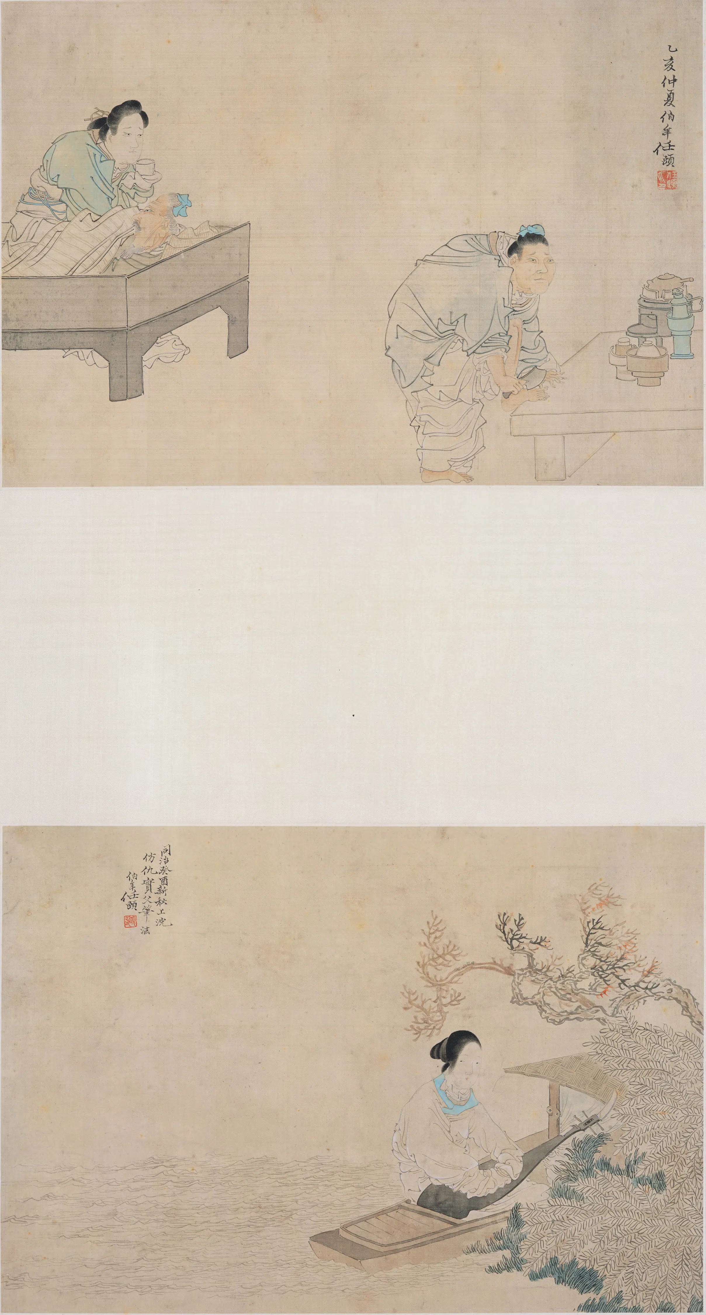 清代【任伯年（任颐）】《人物斗方轴》