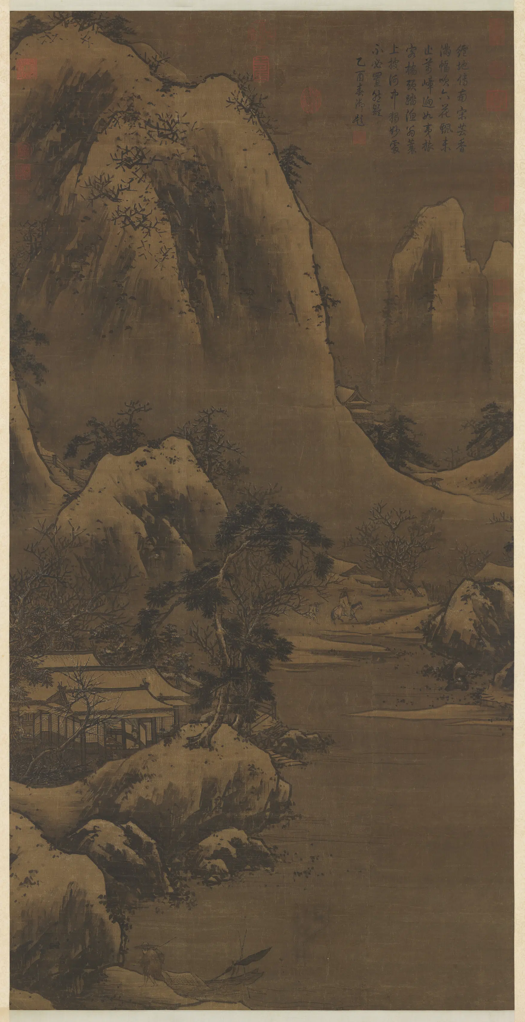 南宋【马远】《雪景图轴（寒溪梅香）》