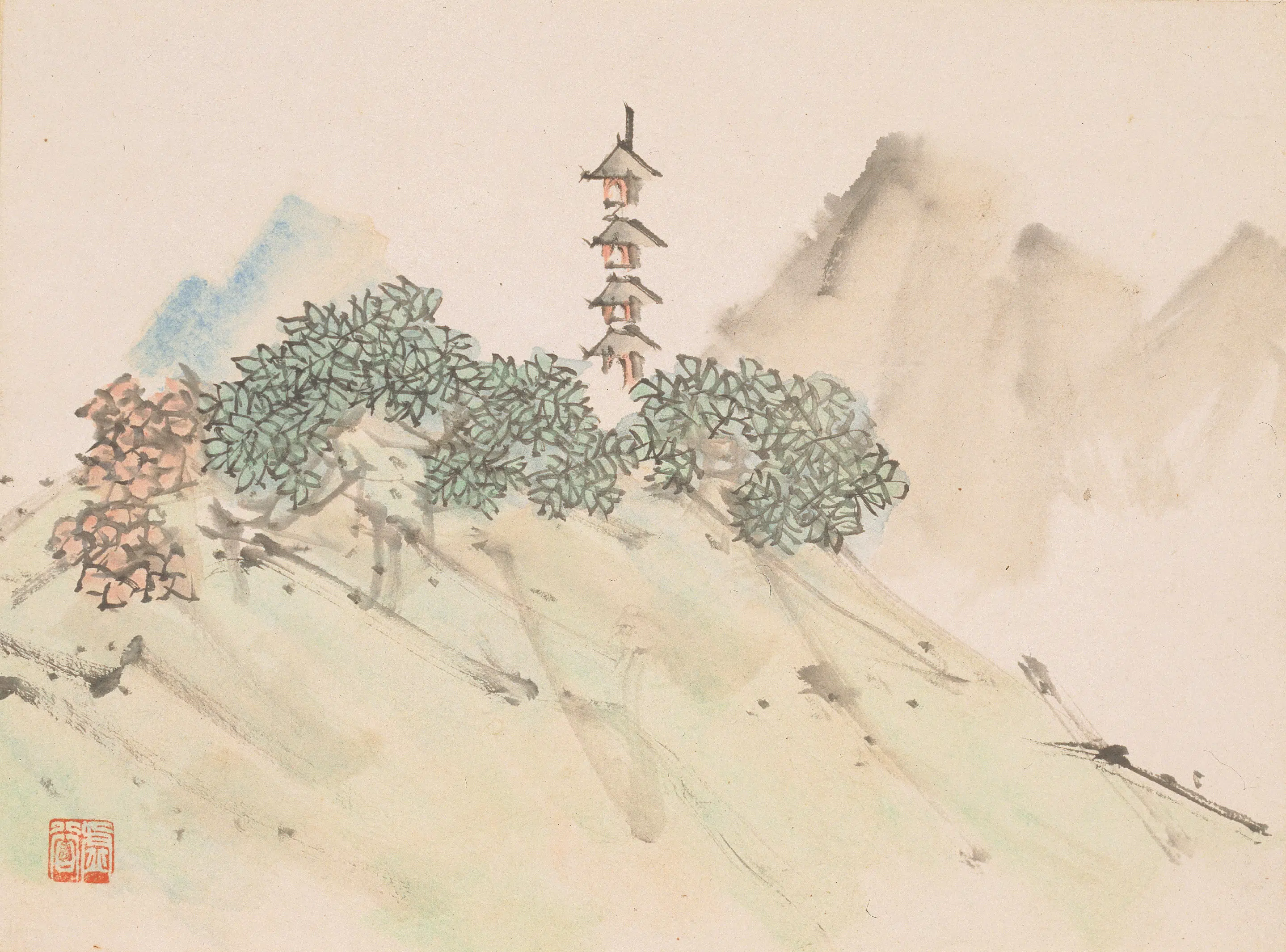 清代【虚谷】《山水册-2》 第2张
