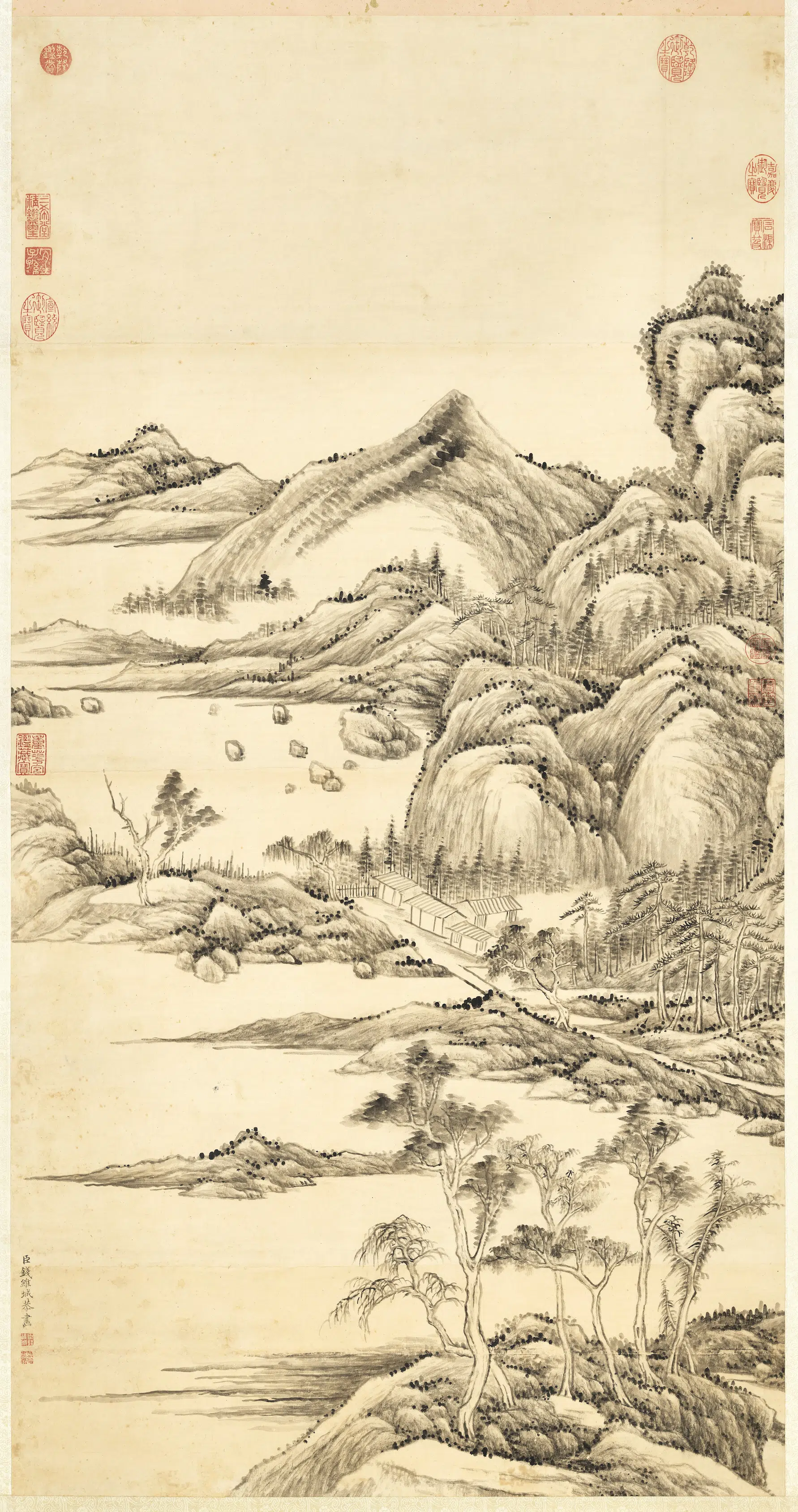 清代【钱维城】《画山水图轴》