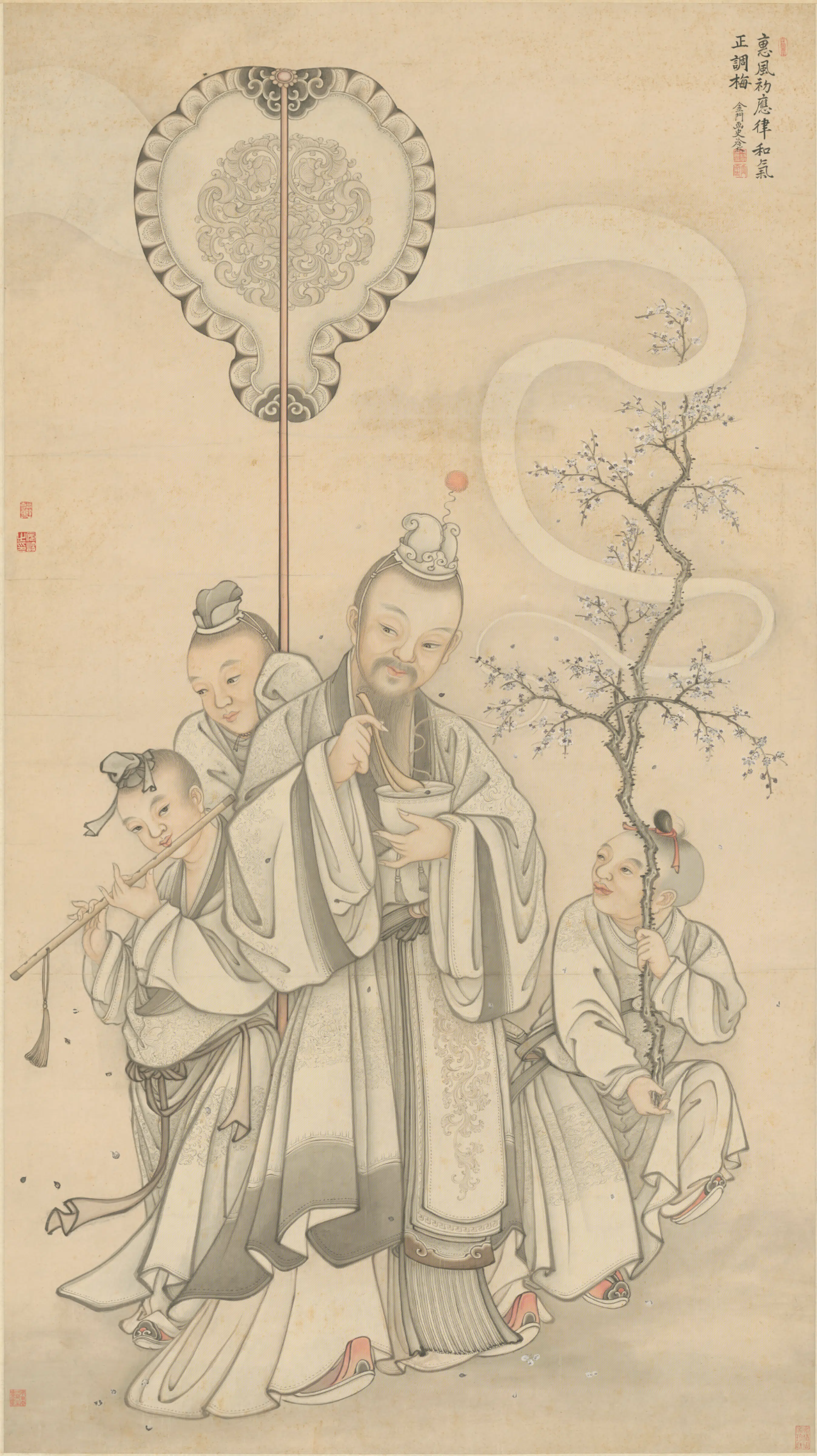 清代【冷枚】《画惠风和气图轴》