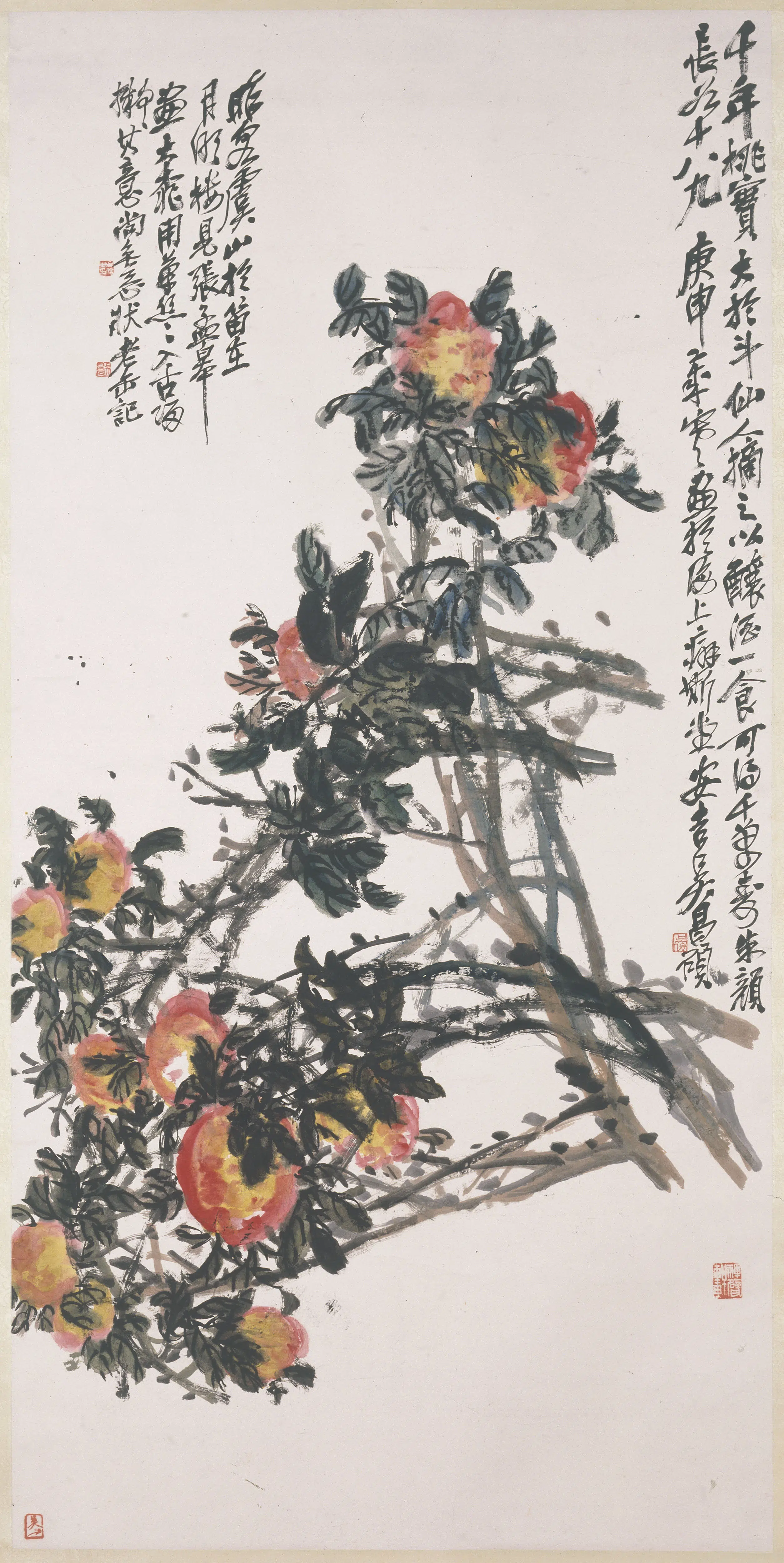 清代【吴昌硕】《蟠桃轴》
