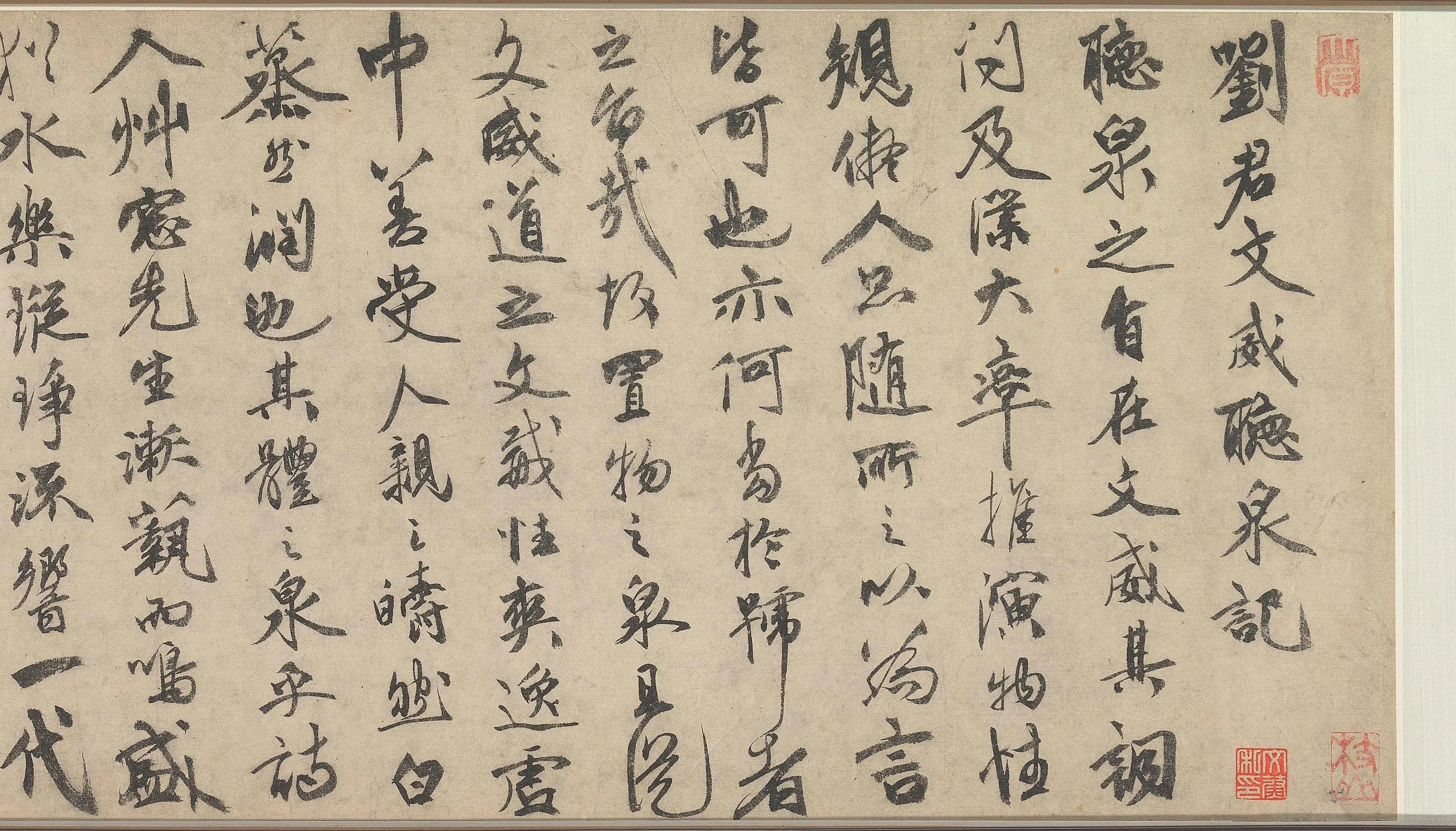 明朝【祝允明】《行书刘君文威听泉记卷》 第3张