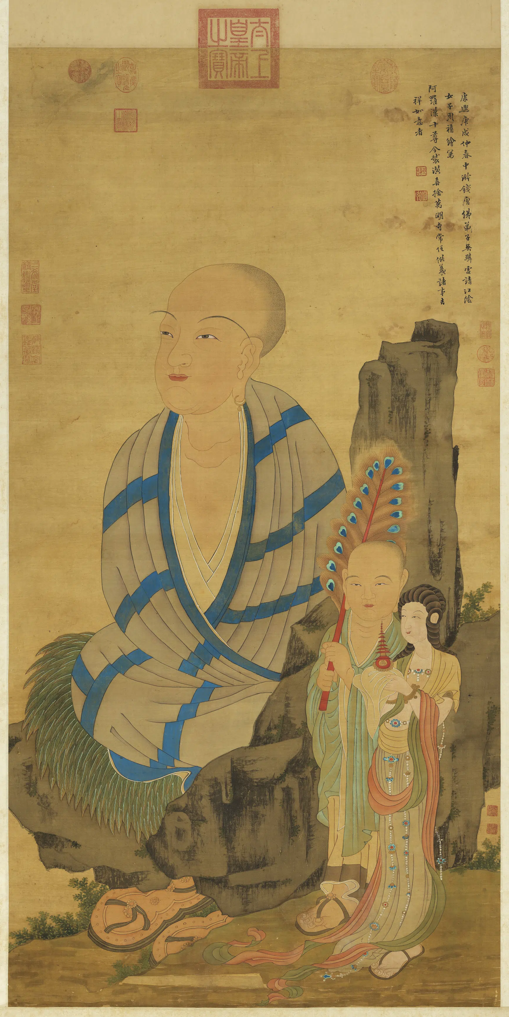 清代【周禧】《画罗汉（辛）图轴》