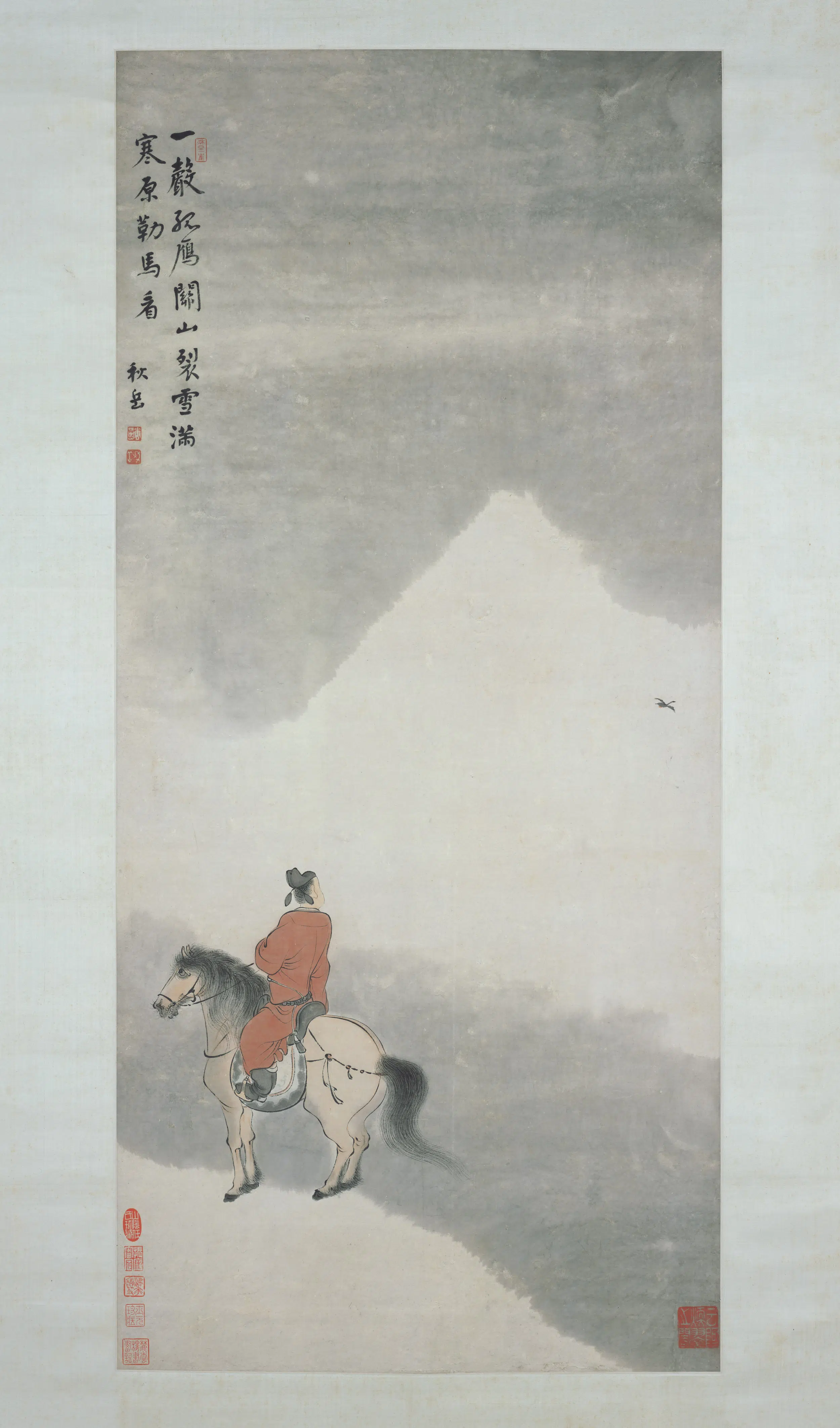 清代【华喦（华岩)】《关山勒马图轴》