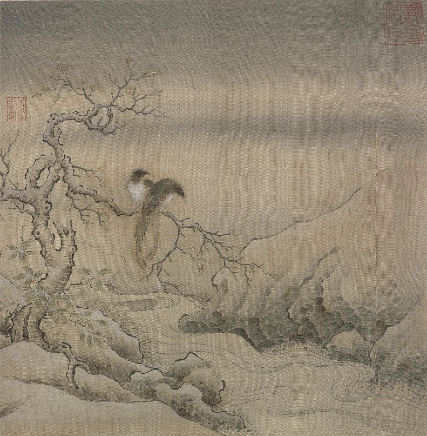 宋代【佚名】《宋人乌桕文禽页》