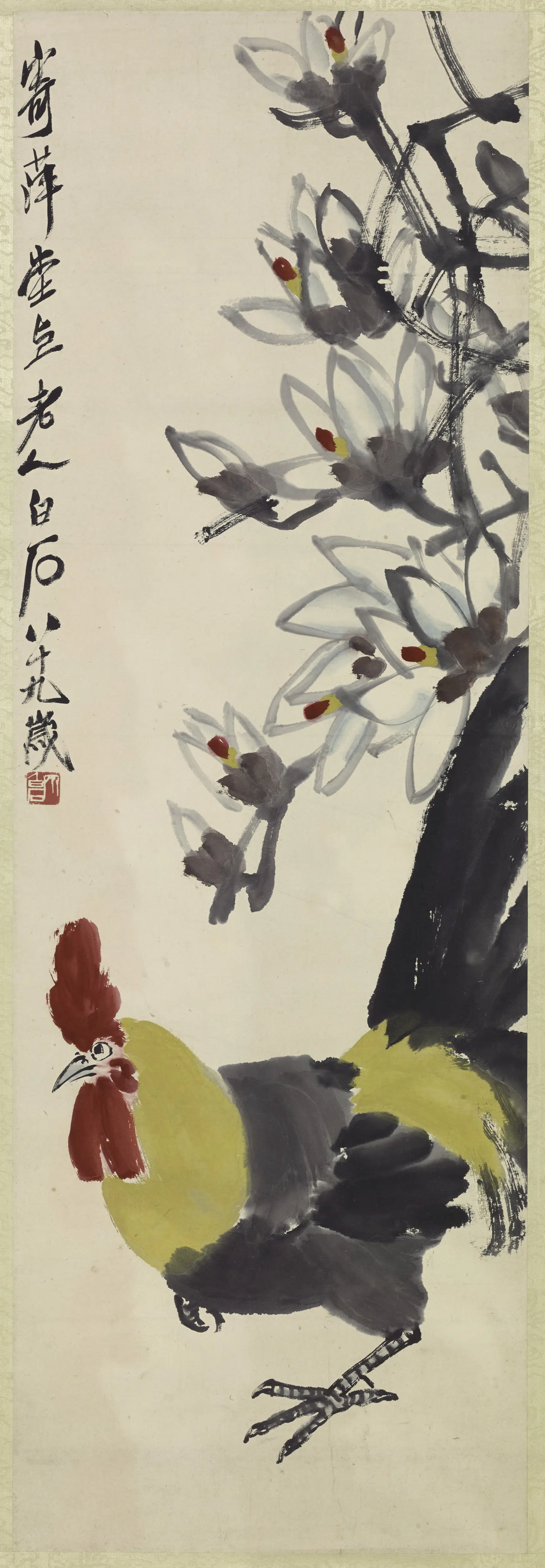 近现代【齐白石】《雄鸡图轴》