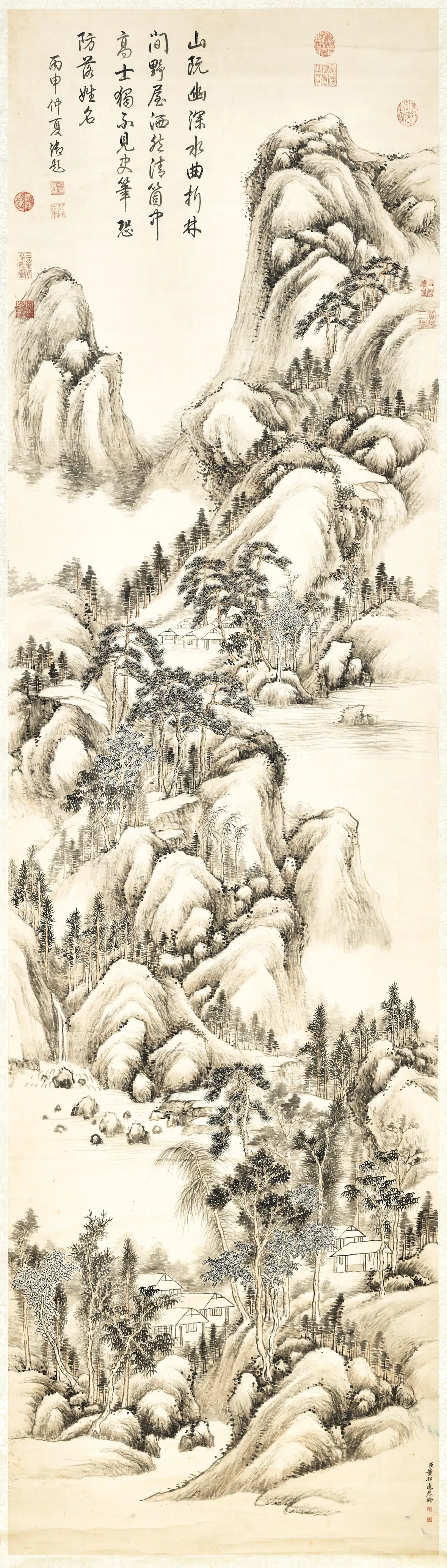 清代【董邦达】《山水高宗御题图轴-1》