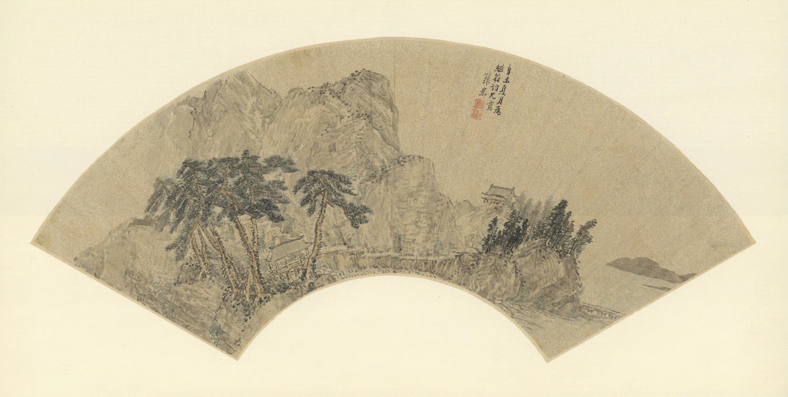 明朝【张宏】《山水图扇页》