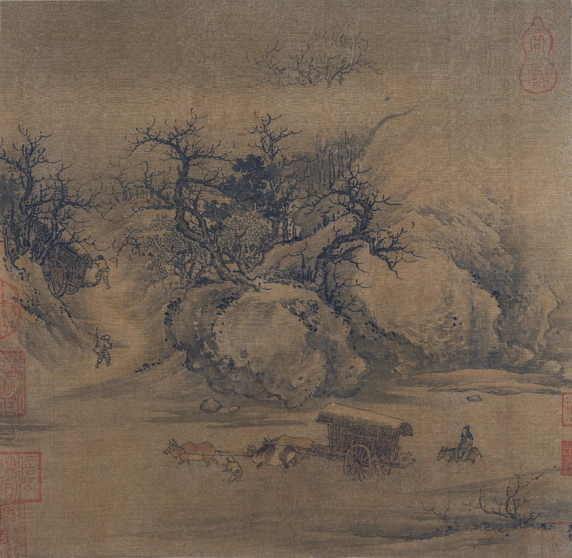 北宋【朱锐】《溪山行旅图页》
