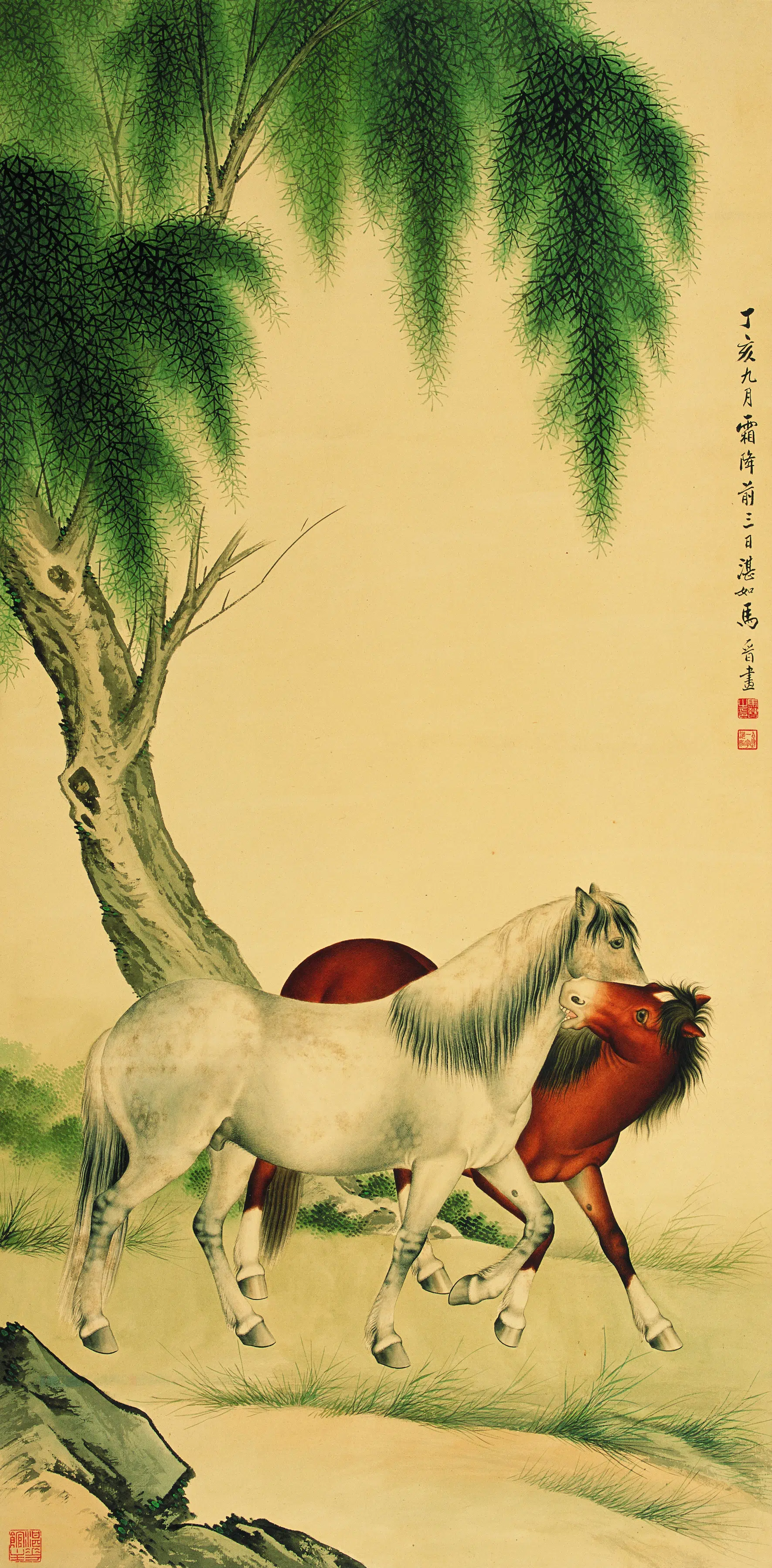近现代【马晋】《双马图》