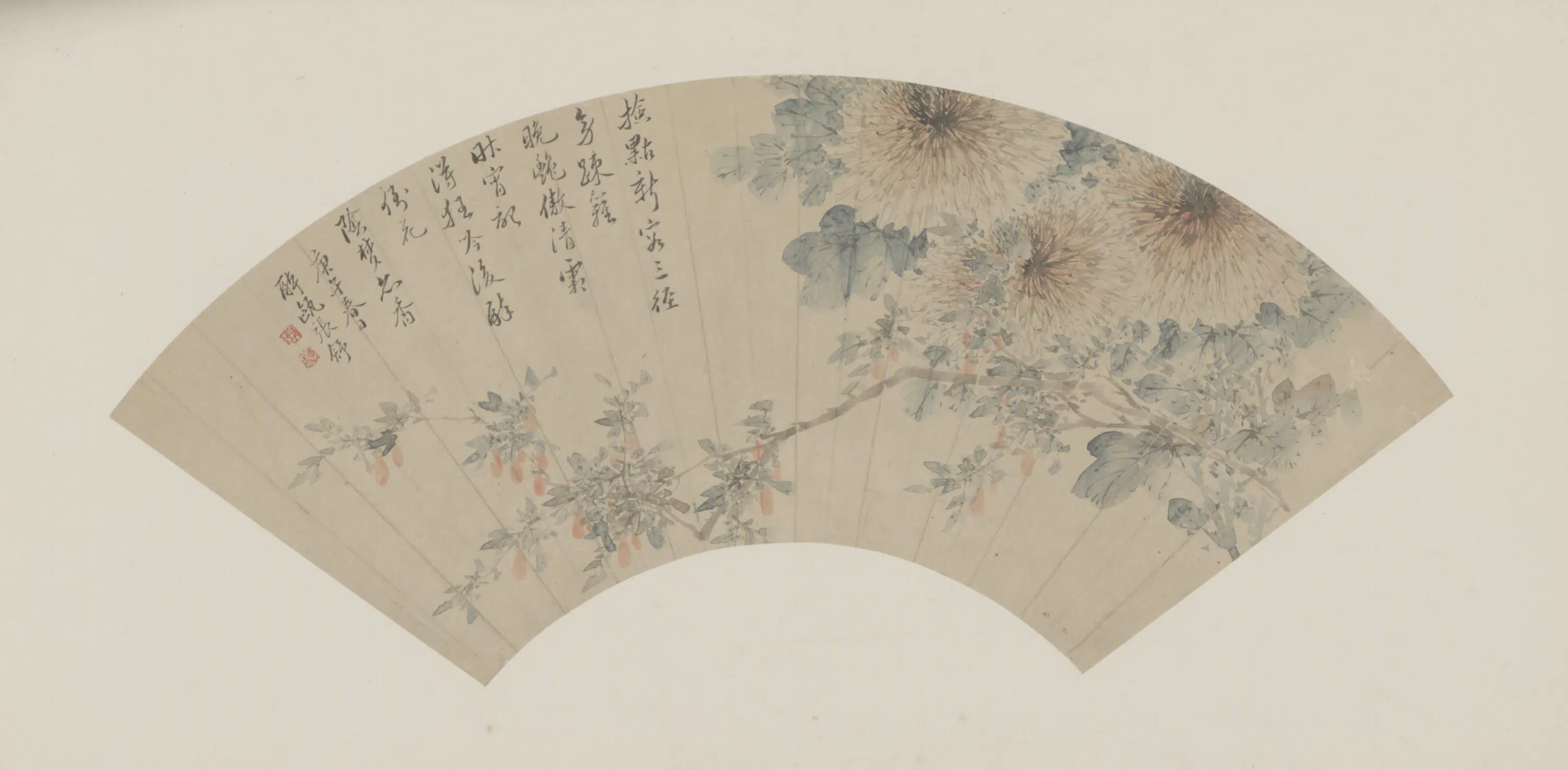 清代【张舒】《秋花扇》