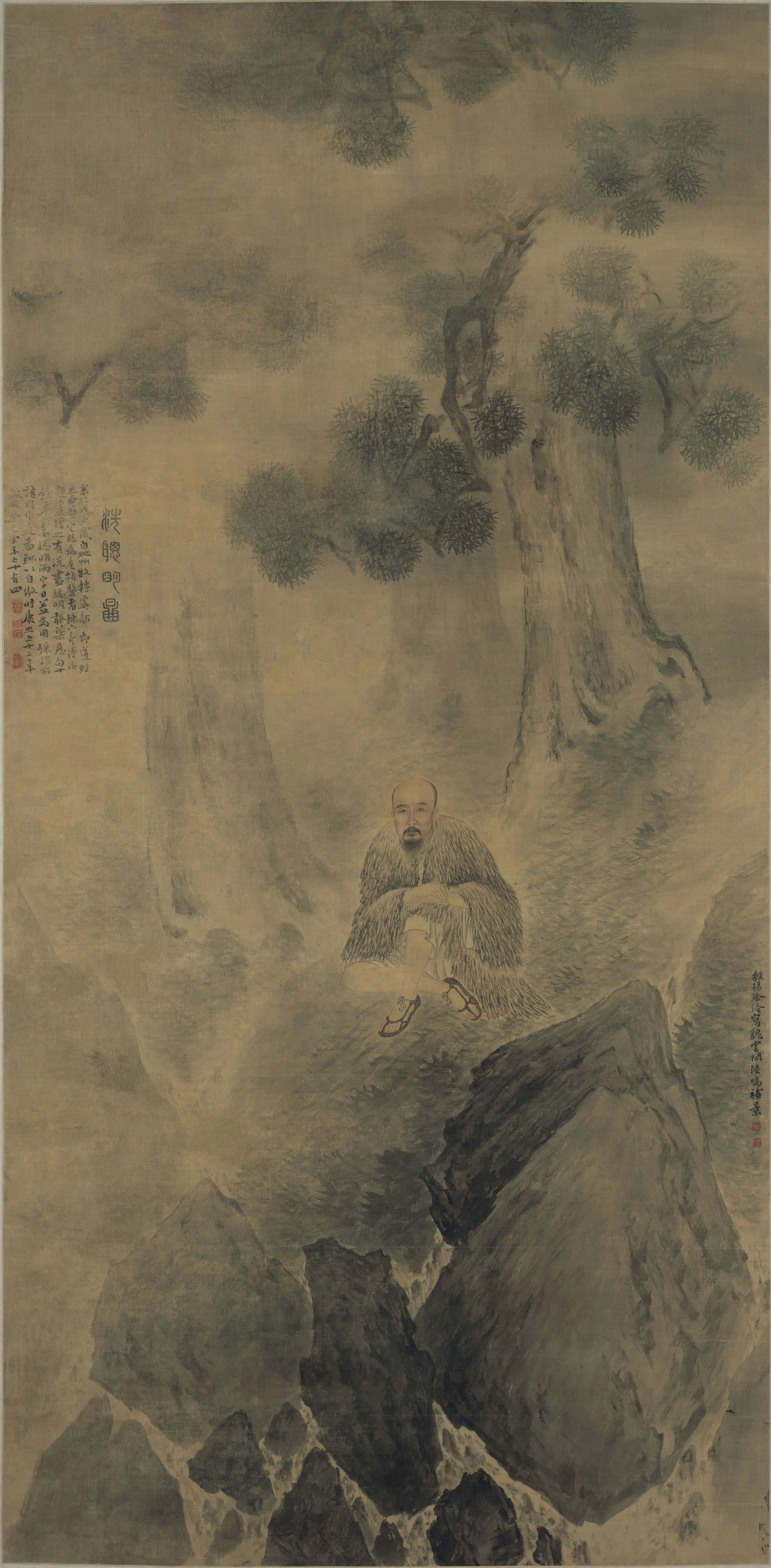 清代【陆㬙】《涂洛陆㬙高其佩洗聪明图轴》