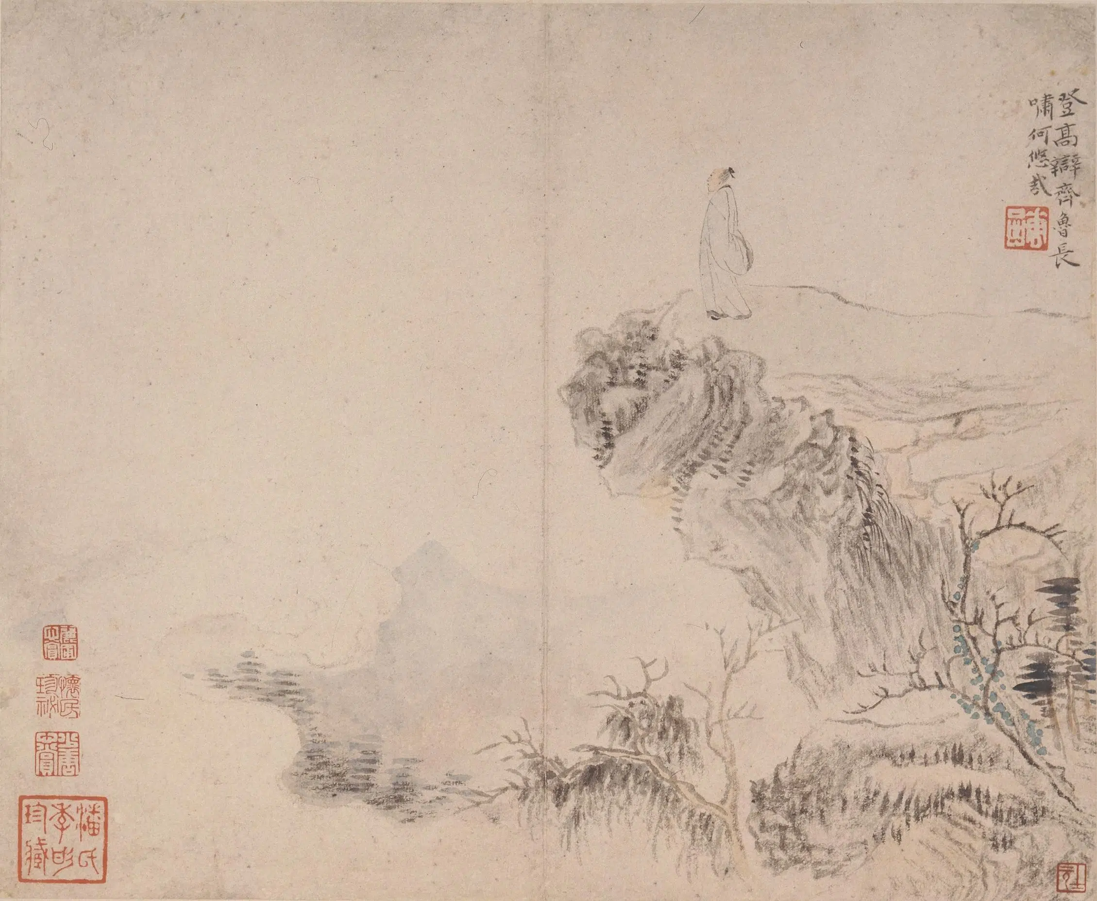 清代【华喦（华岩)(华嵒)】《山水人物册》