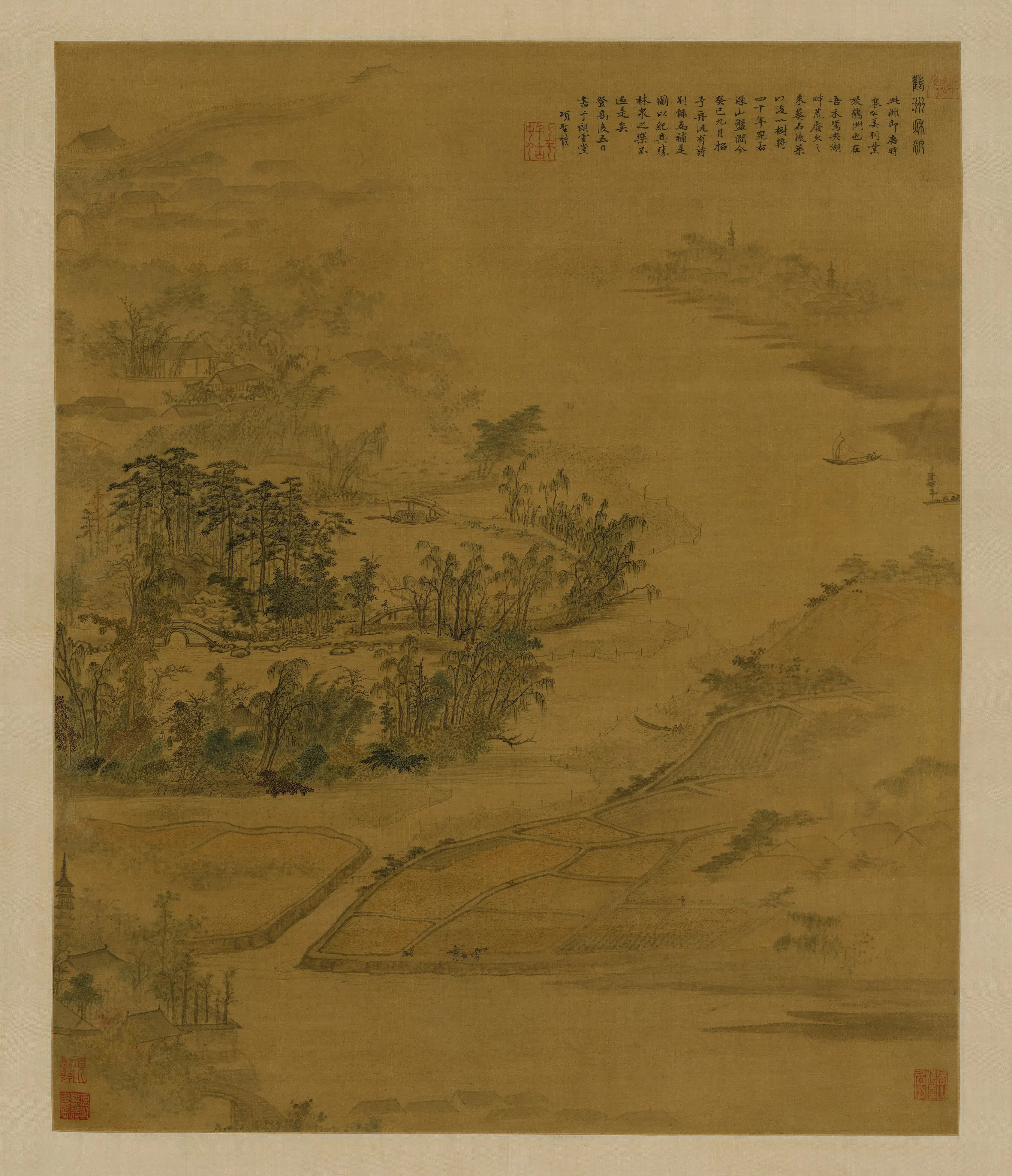 明朝【项圣谟】《放鹤洲图轴》